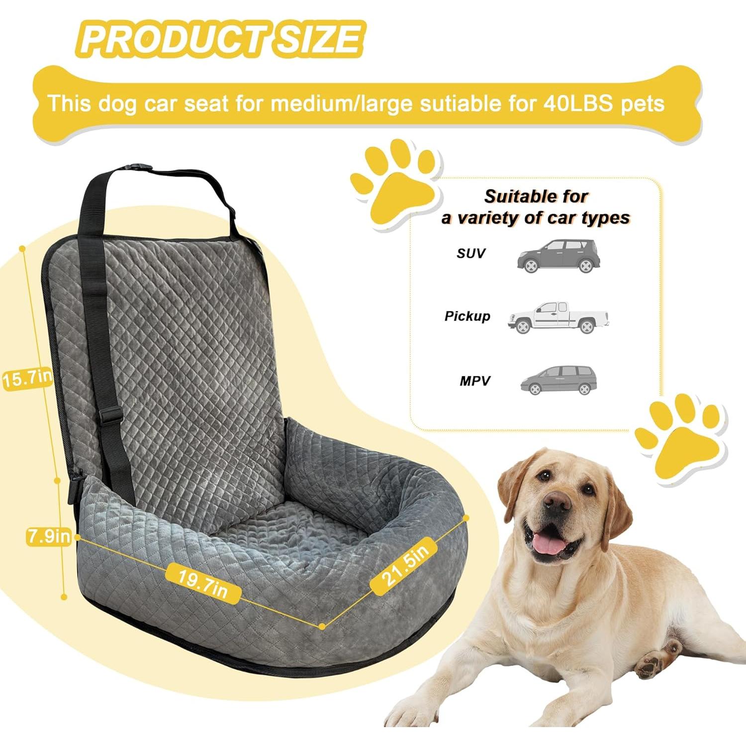 Asiento de Coche para Perros Pequeños MagicFox Gris 50.8x50.8cm
