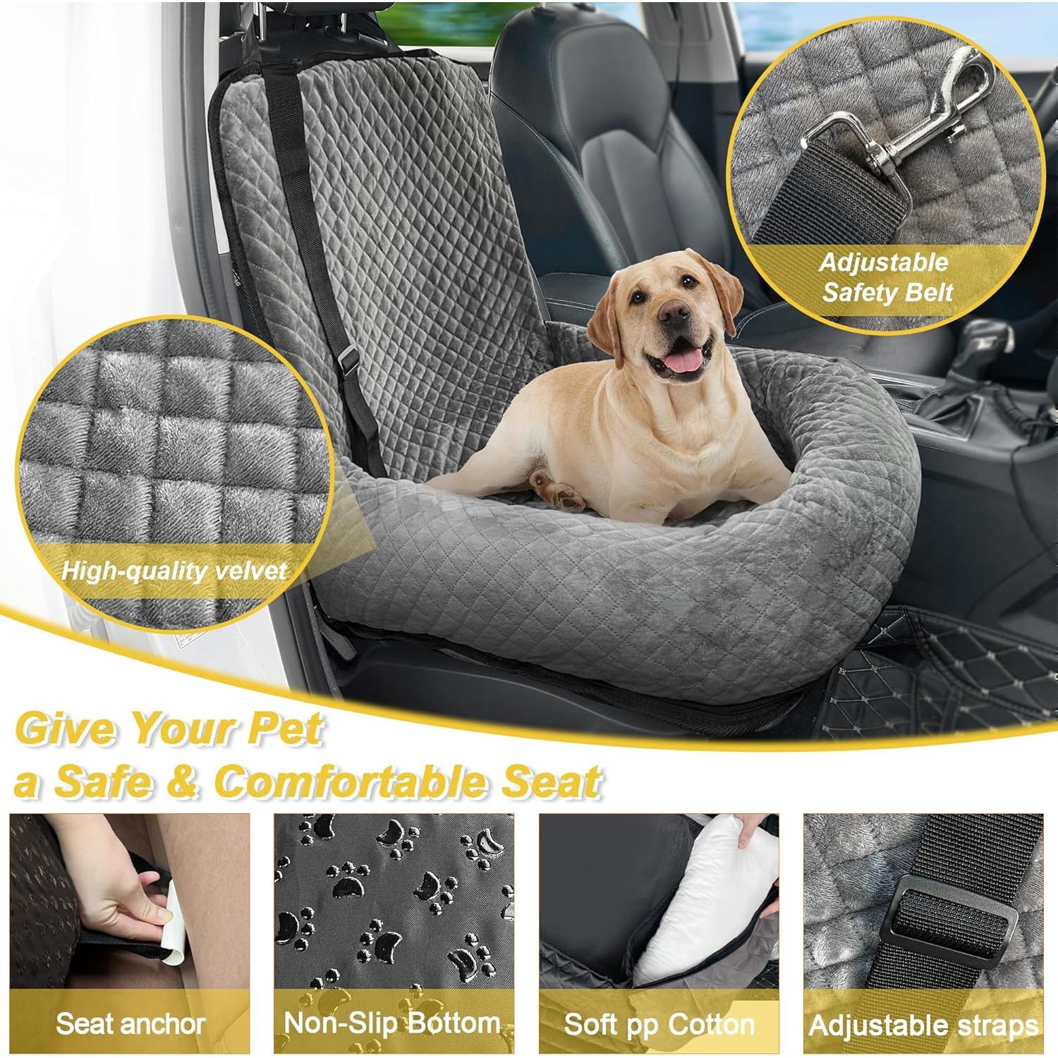 Asiento de Coche para Perros Pequeños MagicFox Gris 50.8x50.8cm