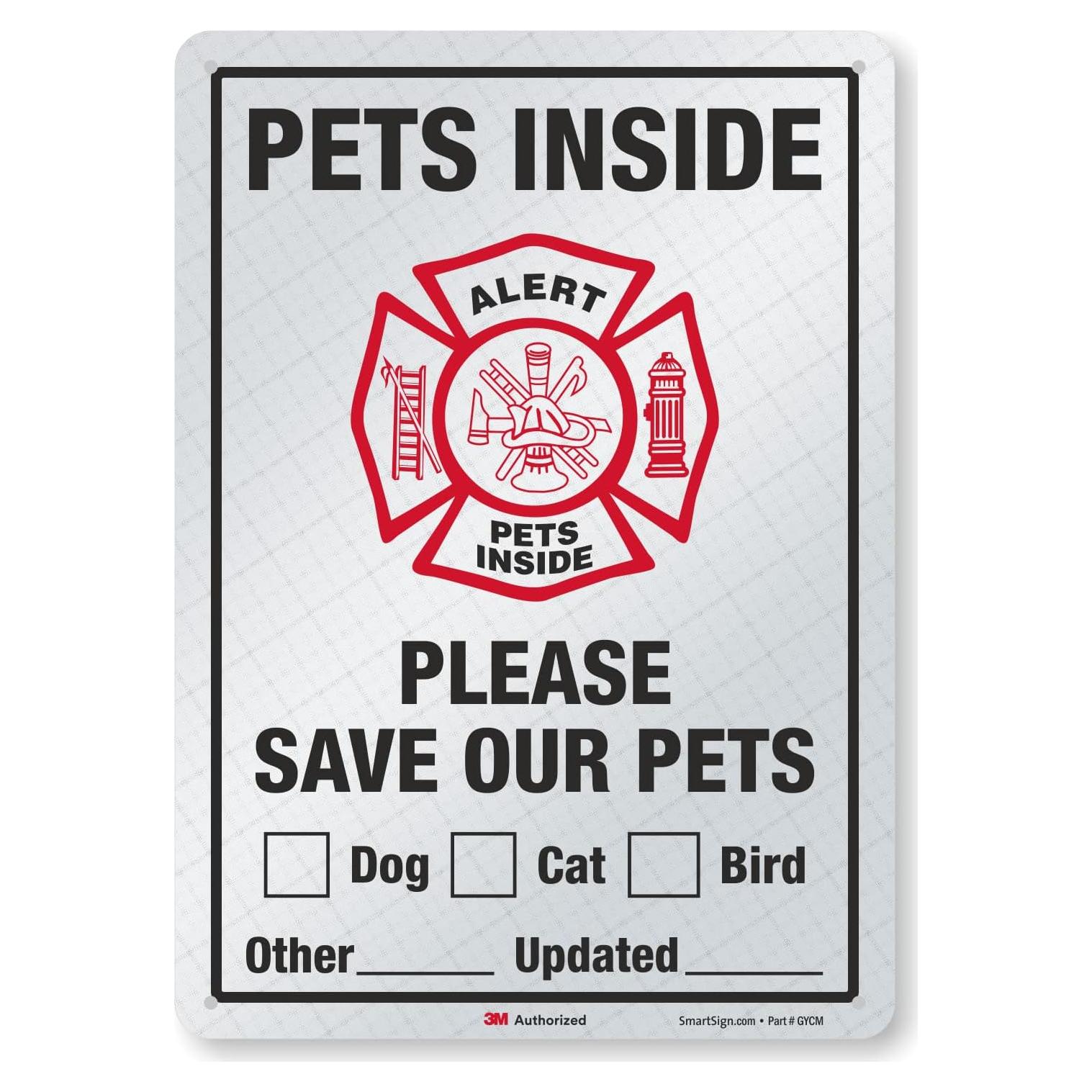 Cartel de Aluminio Reflectante SmartSign 35.56x25.4cm Mascotas Dentro