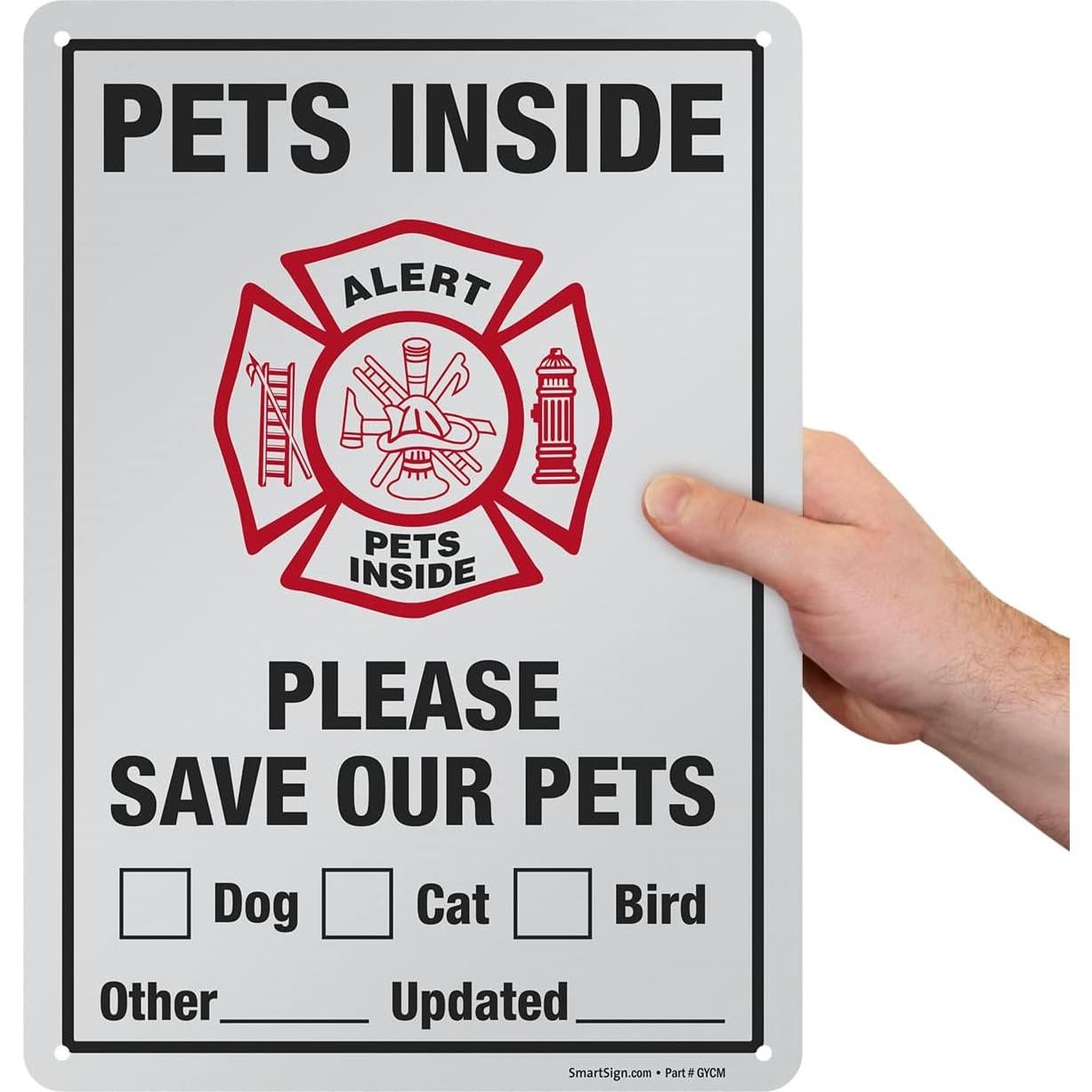 Cartel de Aluminio Reflectante SmartSign 35.56x25.4cm Mascotas Dentro