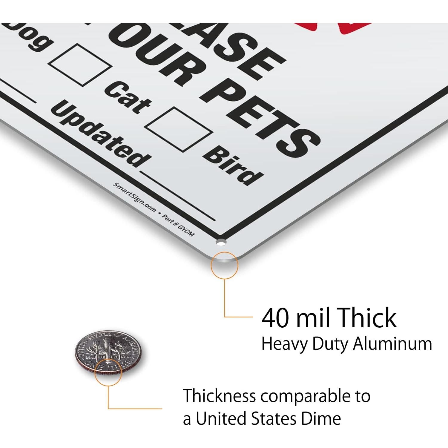 Cartel de Aluminio Reflectante SmartSign 35.56x25.4cm Mascotas Dentro