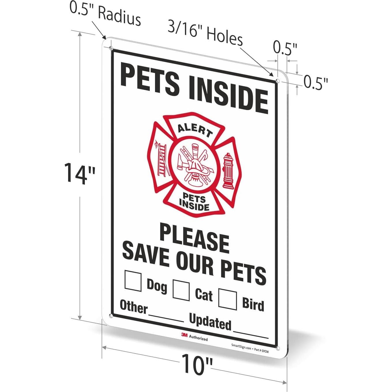 Cartel de Aluminio Reflectante SmartSign 35.56x25.4cm Mascotas Dentro