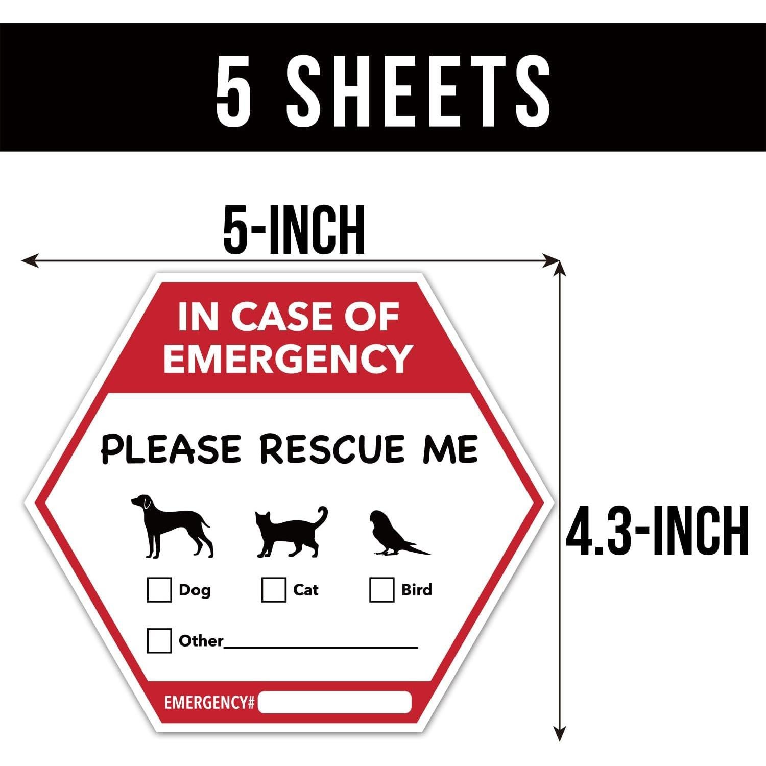 Calcomanías de Rescate de Mascotas TENTADO - 5 Piezas 12.7x10.9 cm