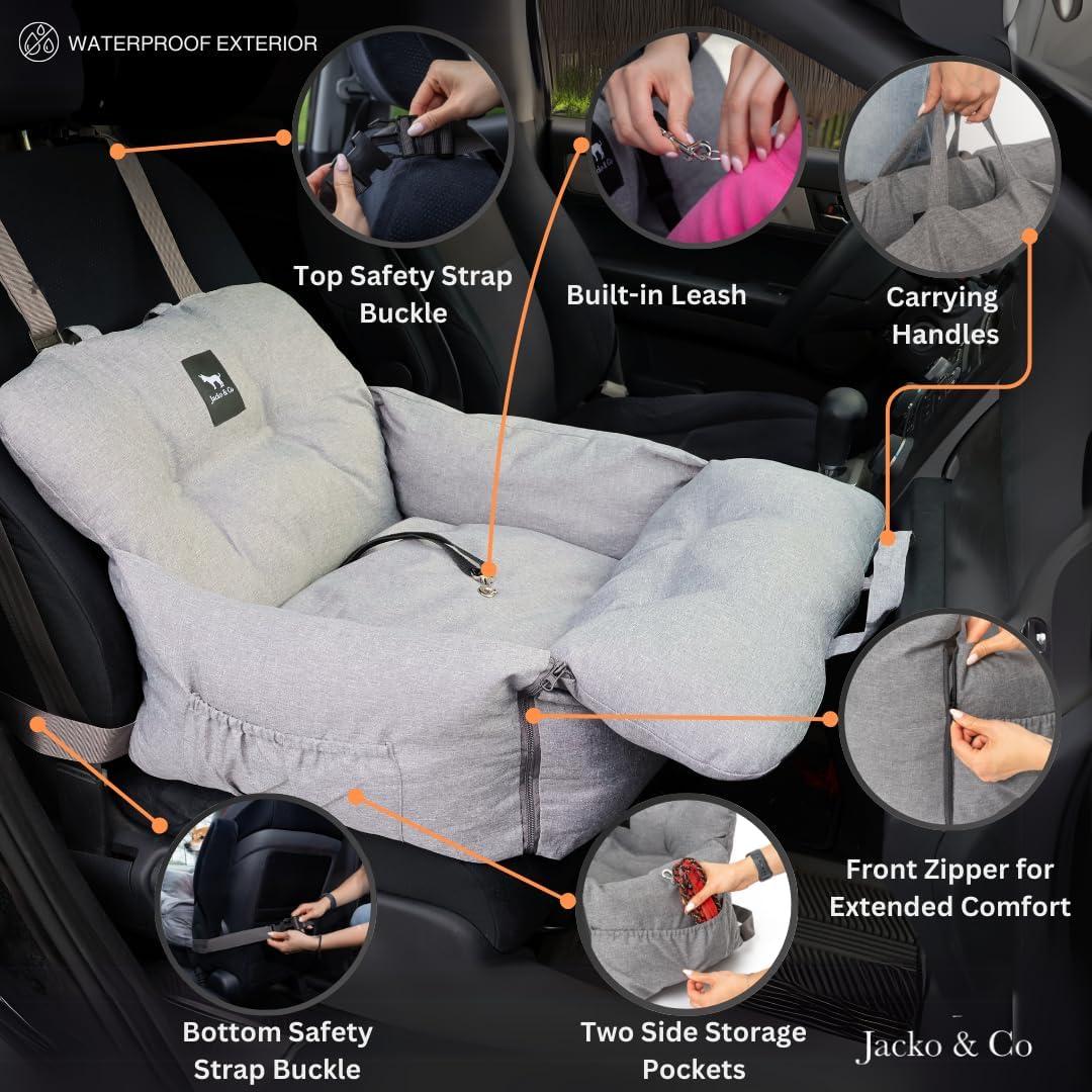 Asiento de Coche para Perros Jacko & Co Gris Pequeño 11.34 kg