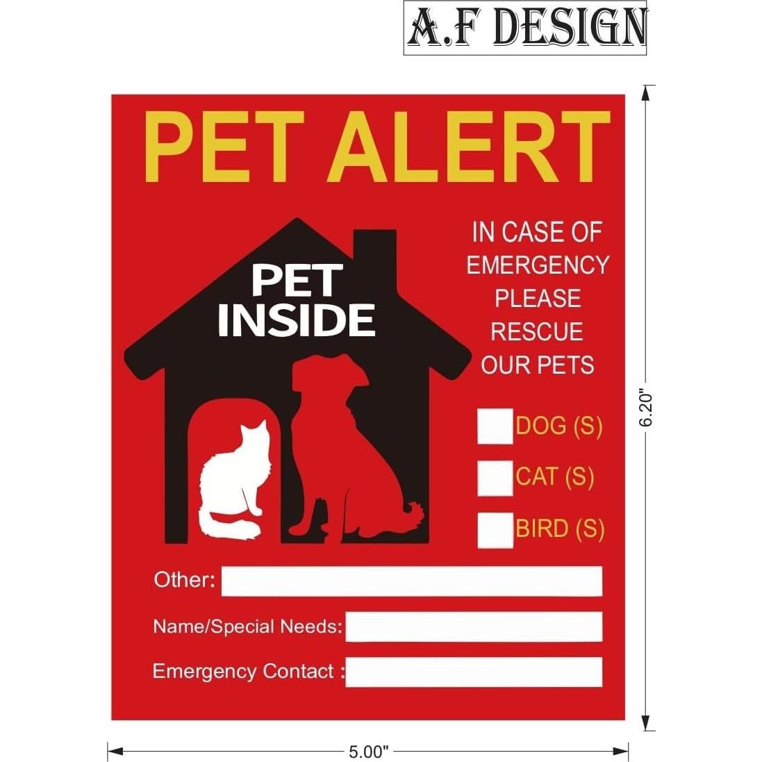 2 Etiquetas de Alerta para Mascotas Genérico - Vinilo Resistente UV