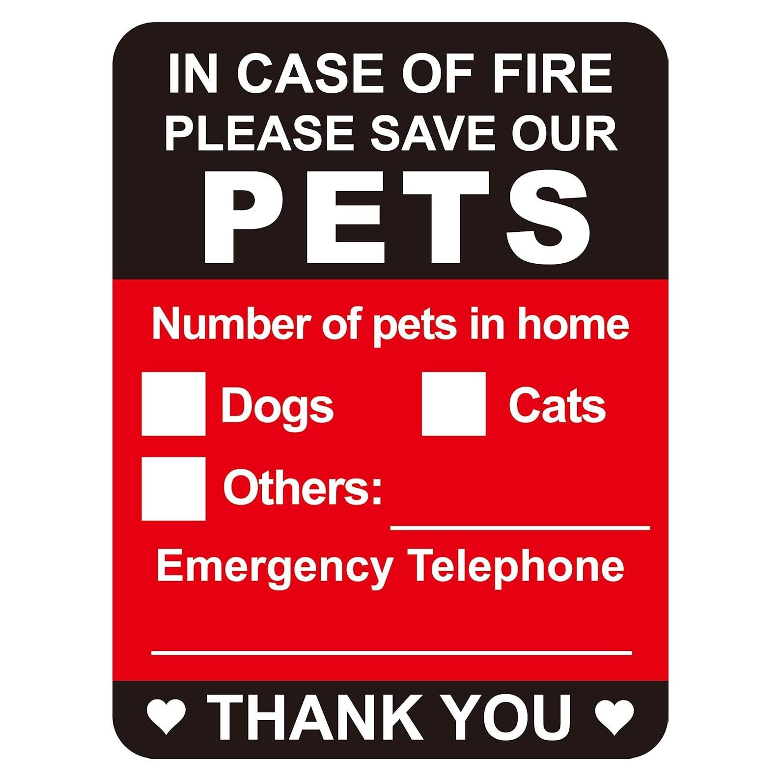 10 Etiquetas de Emergencia para Mascotas M MeshaKippa 10.2x13.5 cm