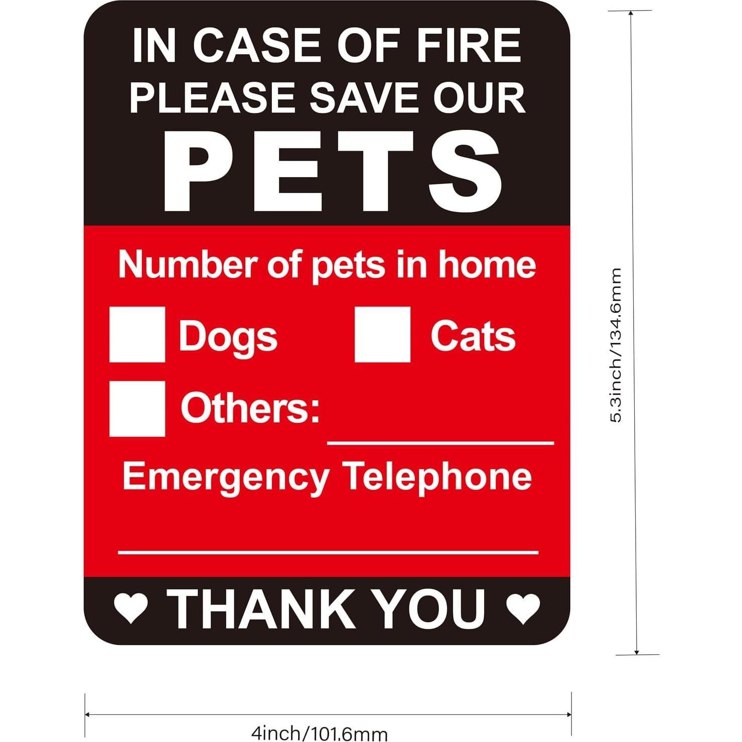 10 Etiquetas de Emergencia para Mascotas M MeshaKippa 10.2x13.5 cm