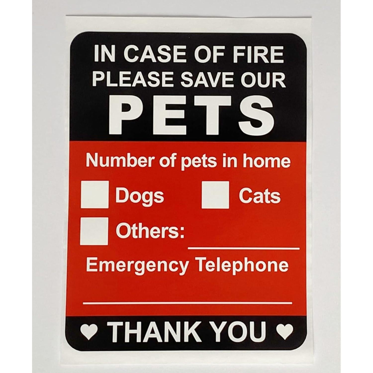 10 Etiquetas de Emergencia para Mascotas M MeshaKippa 10.2x13.5 cm