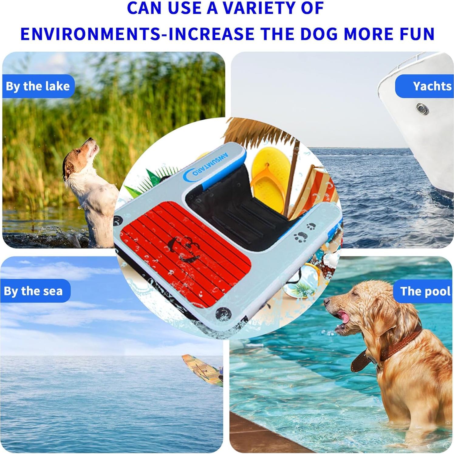 Muelle Inflable para Mascotas awsumtaro 90.7 kg Negro