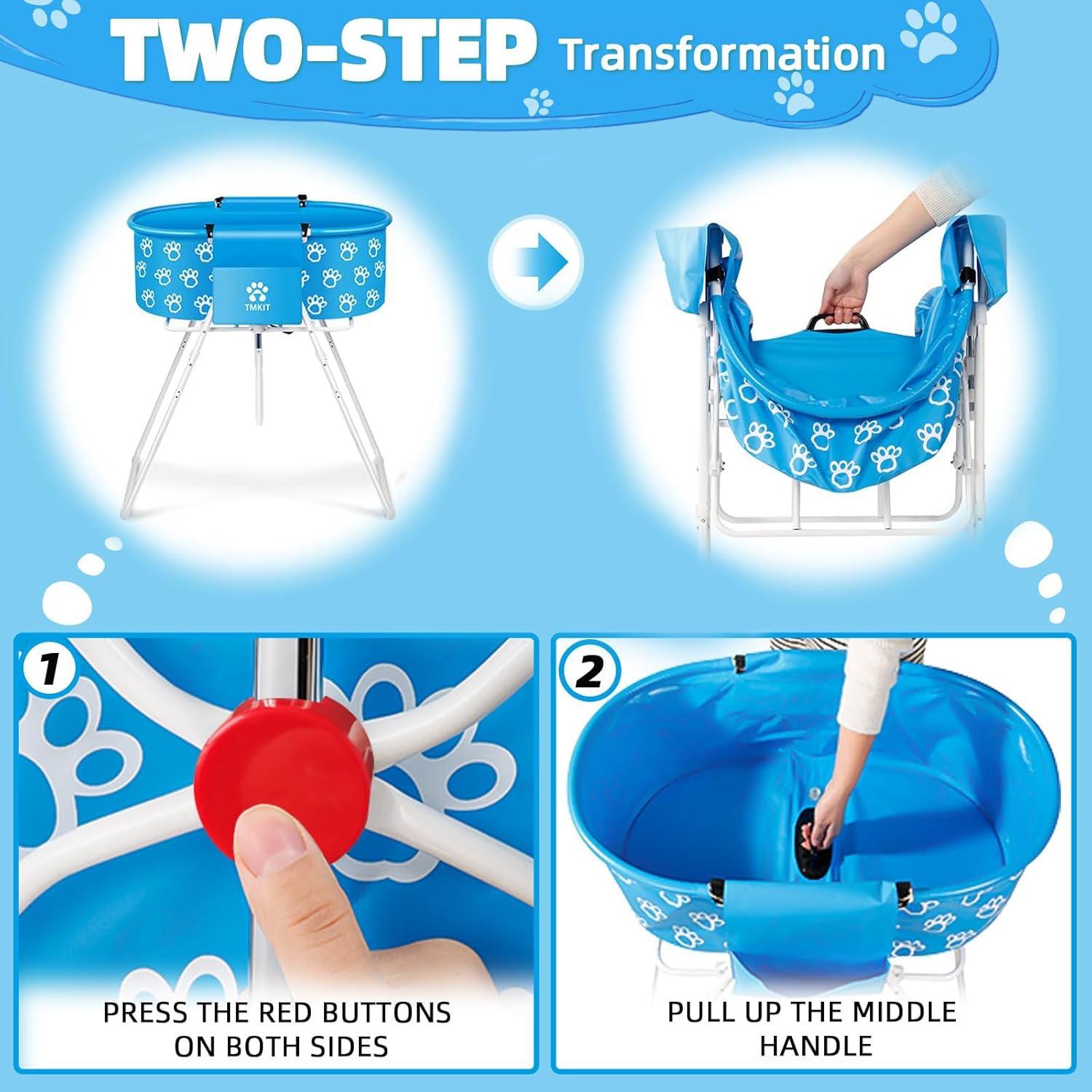 Bañera Elevada para Perros Tmkit Plegable con Seguridad 68 kg