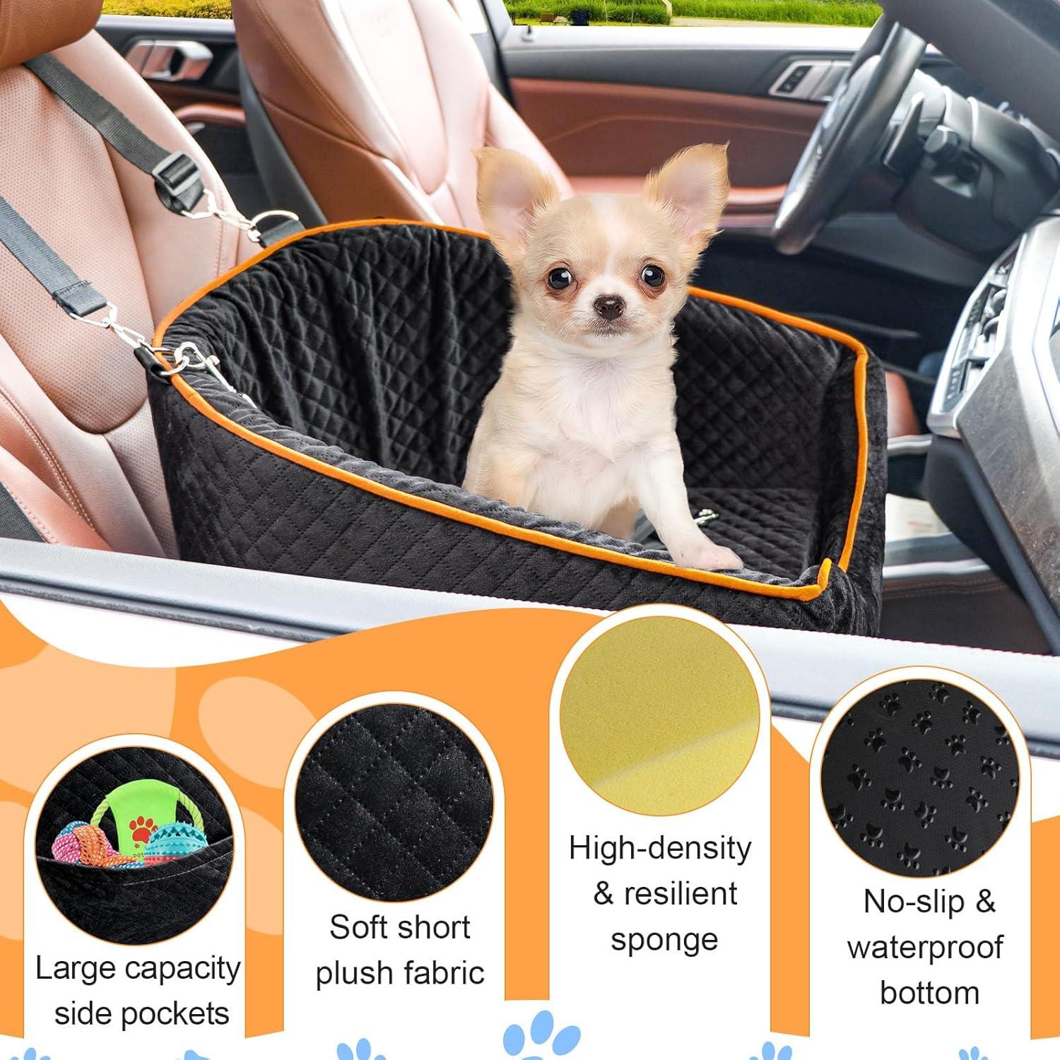 Asiento de coche para perros pequeños XIEEAOZEE elevador negro