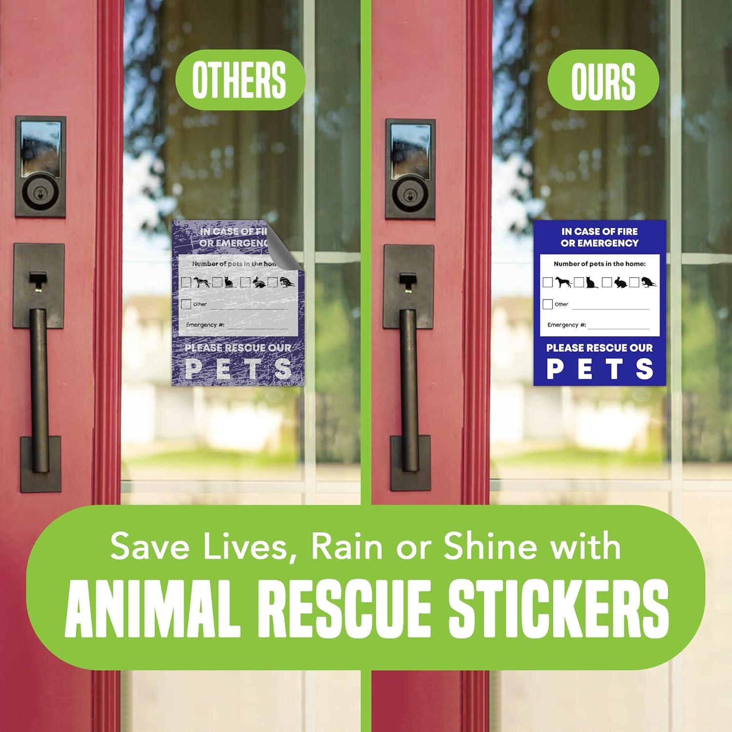 Pet Alert Safety Stickers, at-A-Glance Readable Alert for Firemen, EMT, Police, Saves Vital Seconds, Protects Pets When You’re Away, Sticks to Glass, Metal, Plastic, Wood, 4 Stickers