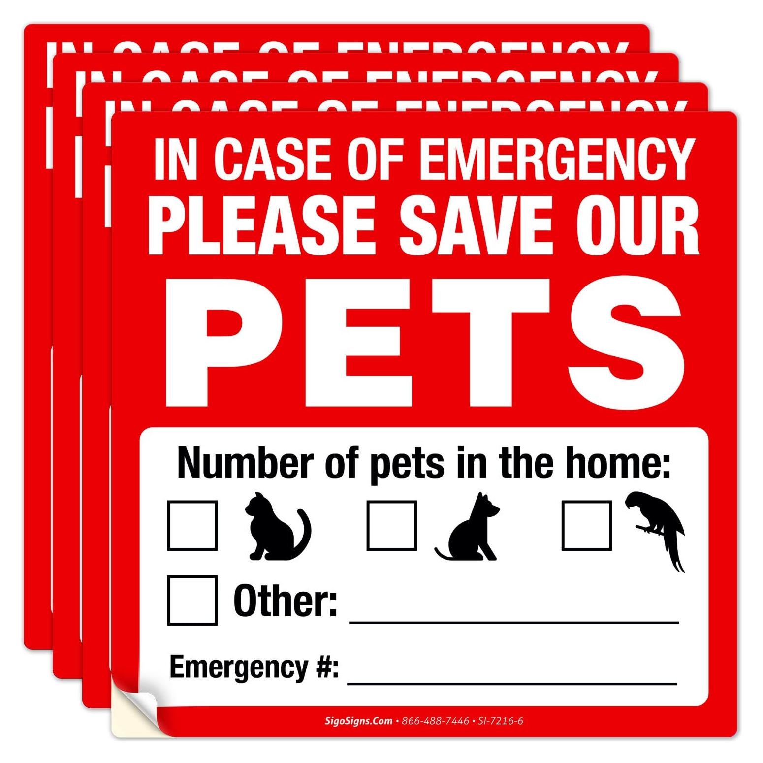 Etiqueta de Alerta para Mascotas Sigo Signs 15.24 cm - Paquete de 4