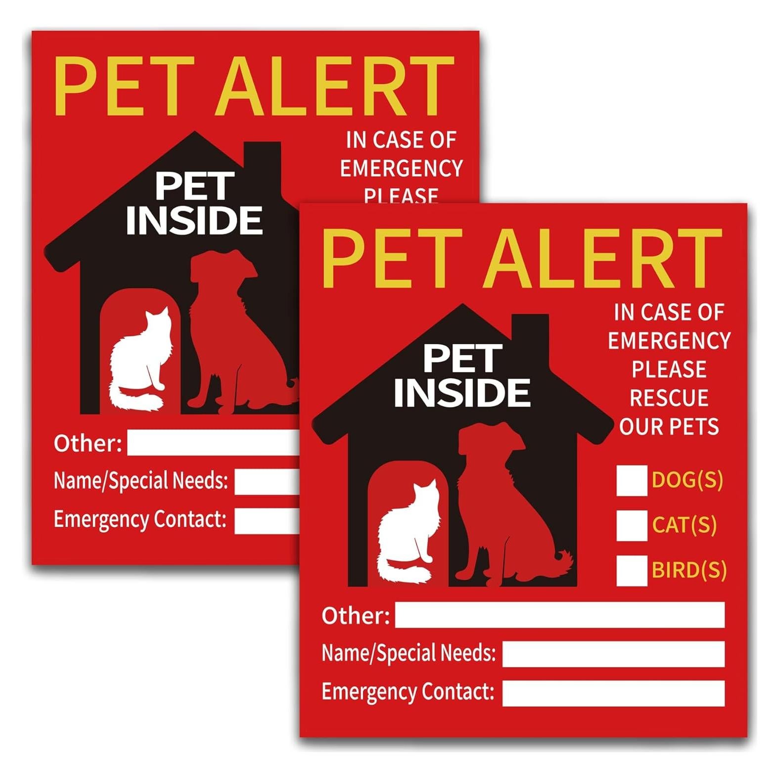 2 Etiquetas de Alerta para Mascotas LONGMUU - Vinilo Resistente