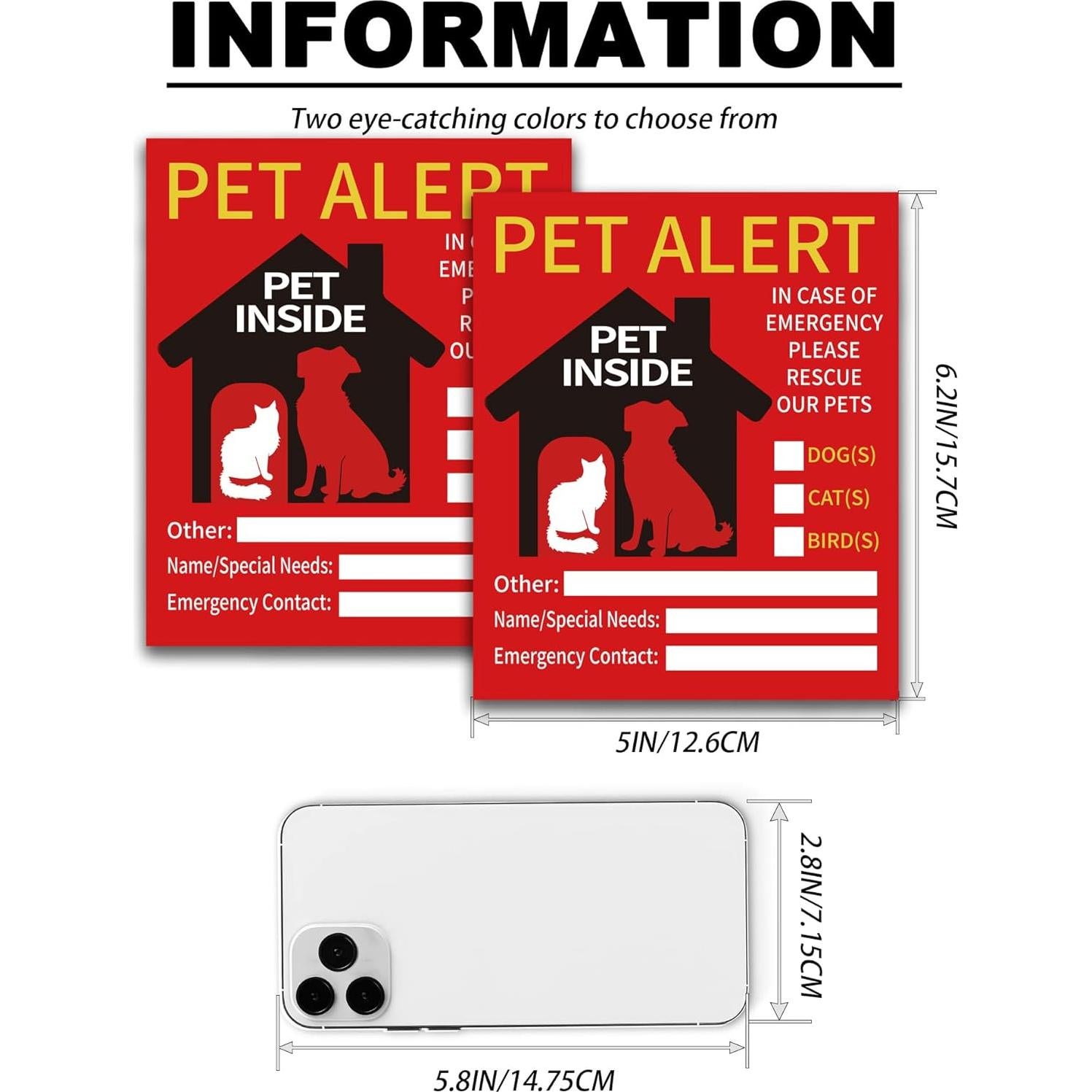 2 Etiquetas de Alerta para Mascotas LONGMUU - Vinilo Resistente