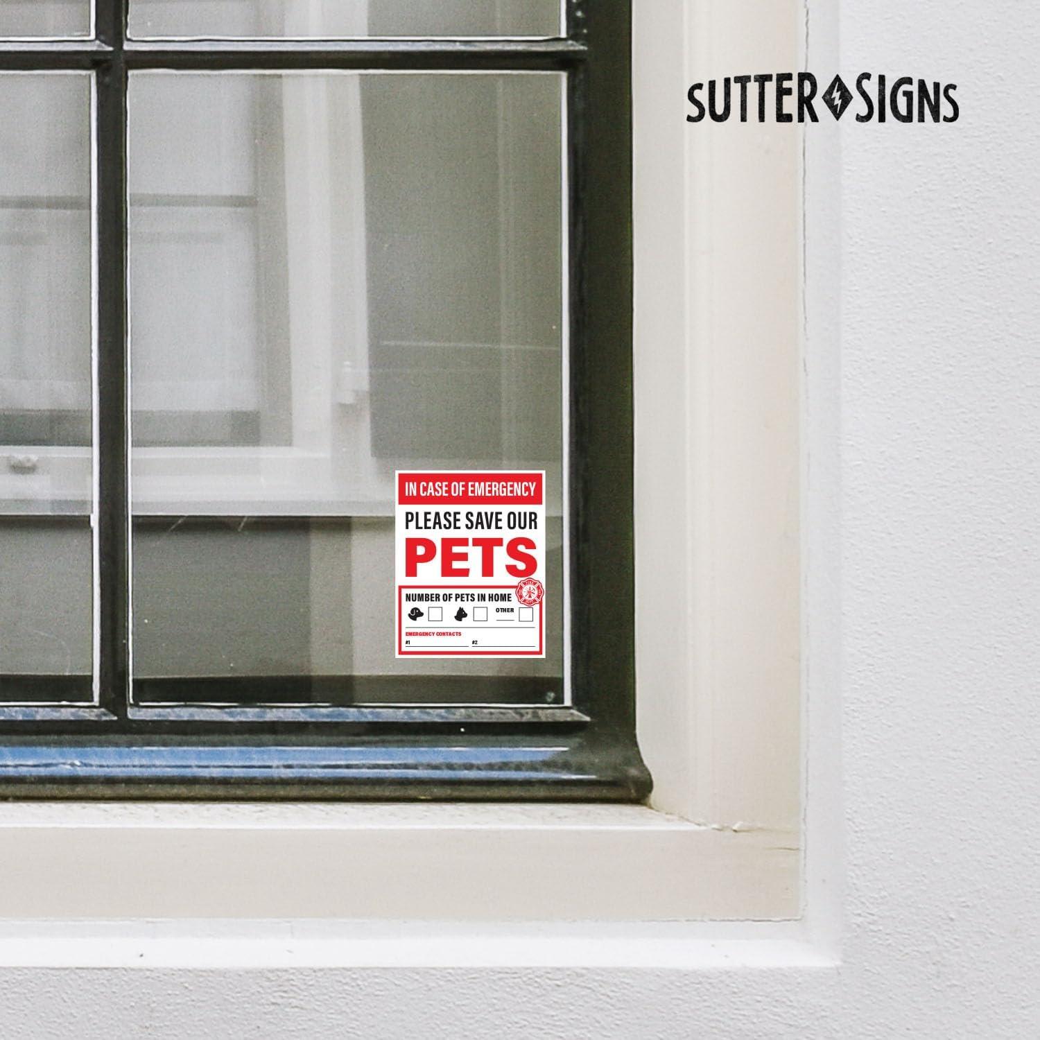 4 Etiquetas de Emergencia para Mascotas Sutter Signs 12.7x10.2cm