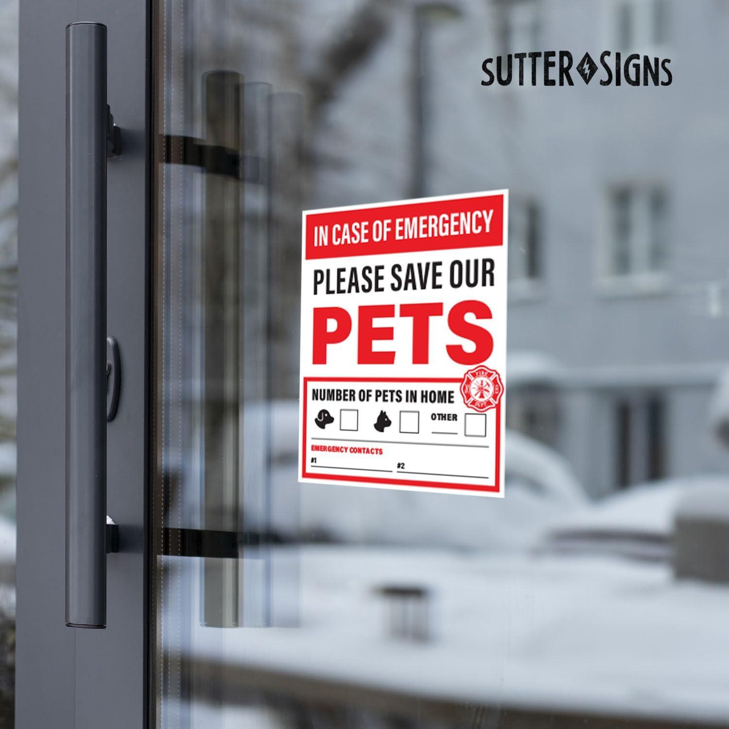4 Etiquetas de Emergencia para Mascotas Sutter Signs 12.7x10.2cm