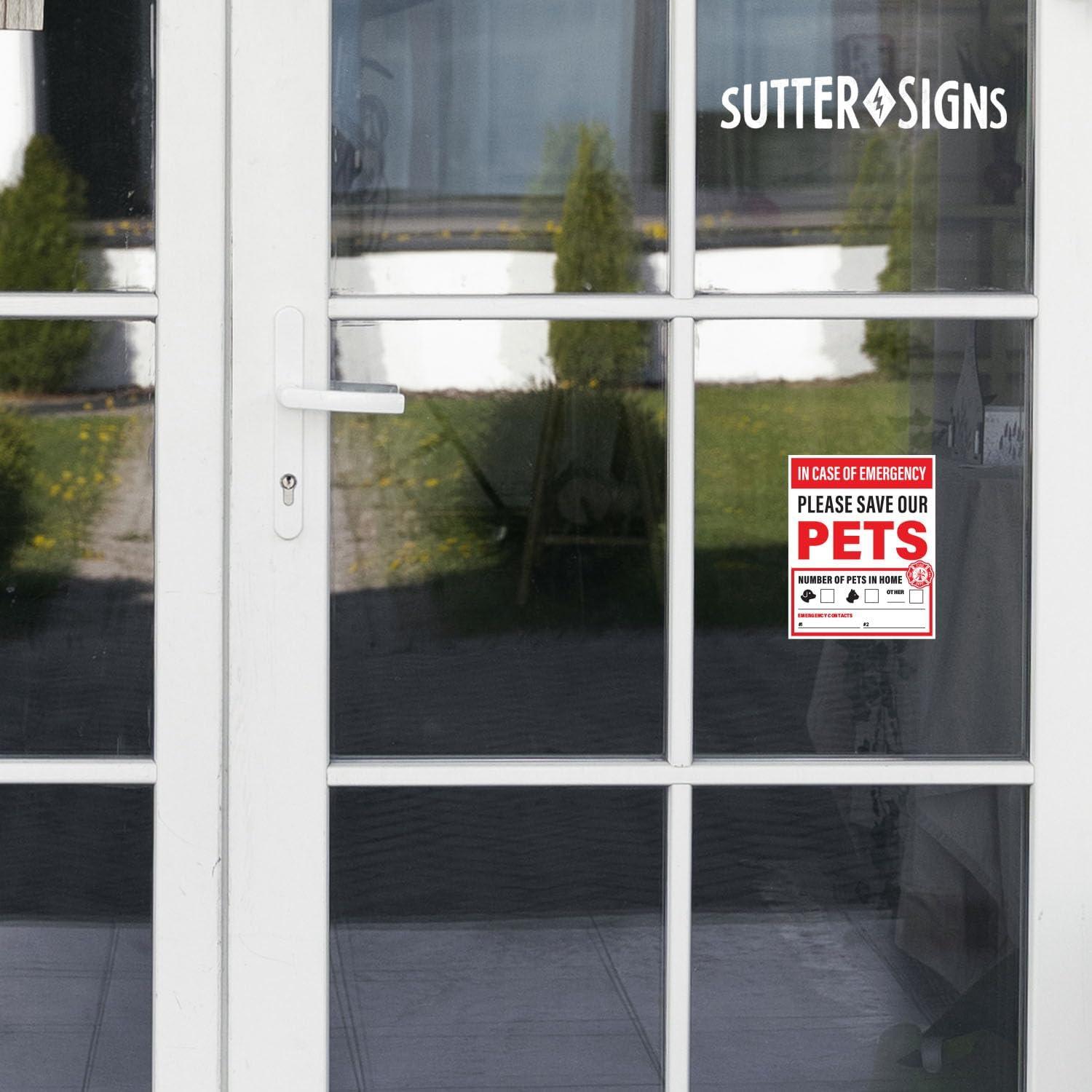 4 Etiquetas de Emergencia para Mascotas Sutter Signs 12.7x10.2cm