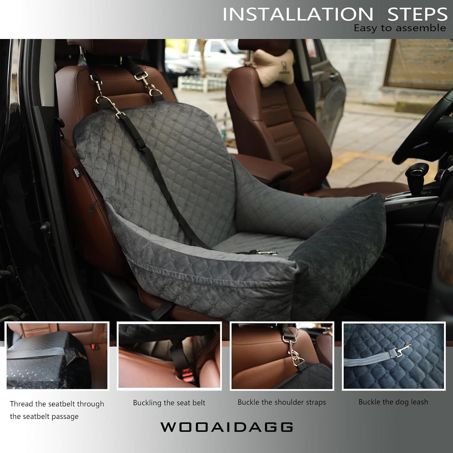 Asiento de Coche para Perros Wooaidagg Gris Desmontable y Lavable