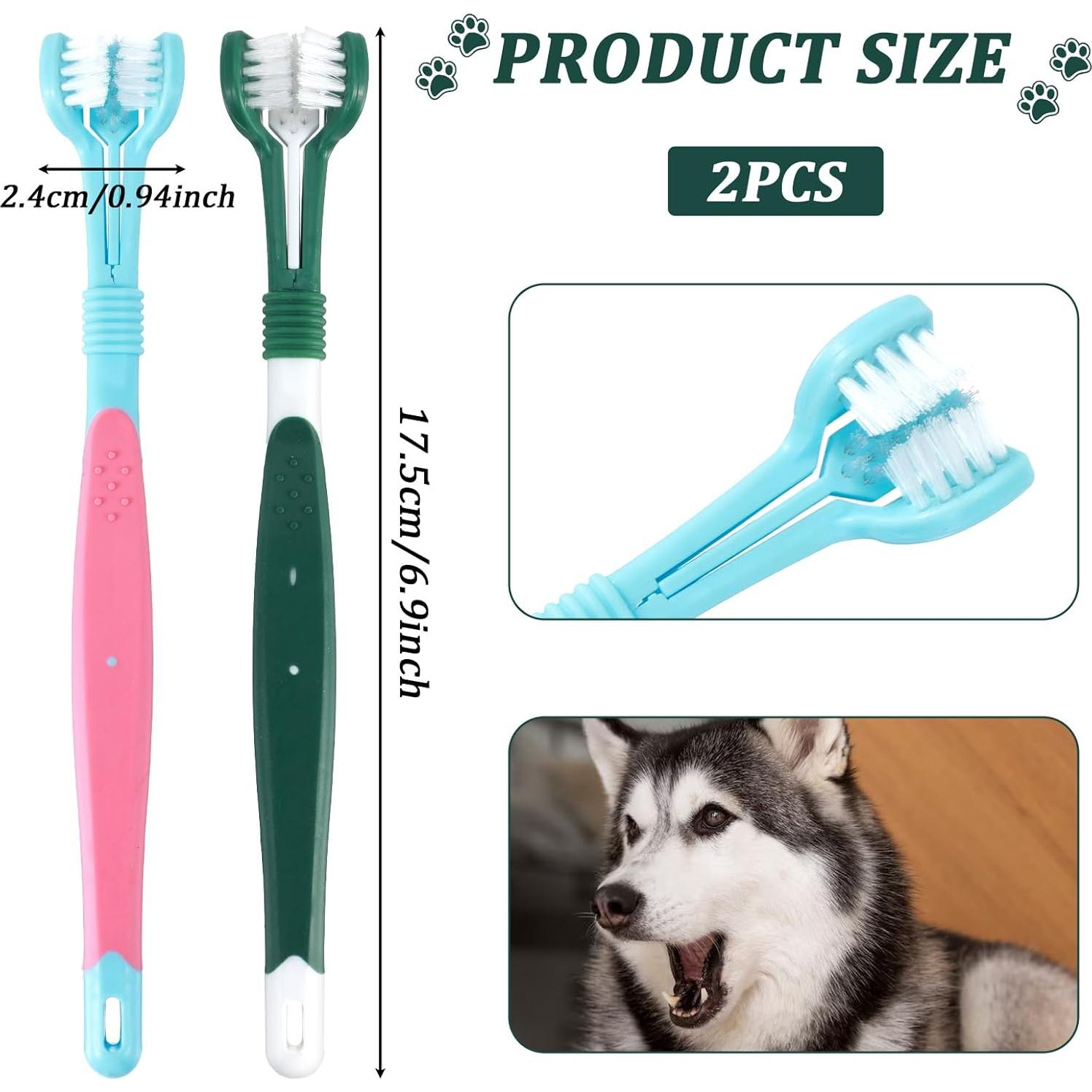 Kit de Cepillos de Dientes para Mascotas Quilax - 2 Pcs Triple Cabezal