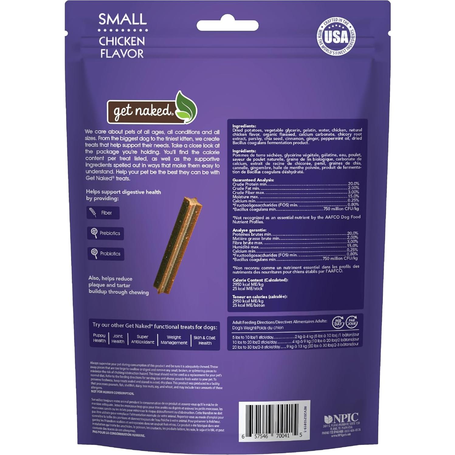 Get Naked Palitos Masticables Digestivos 175g - Perros Pequeños