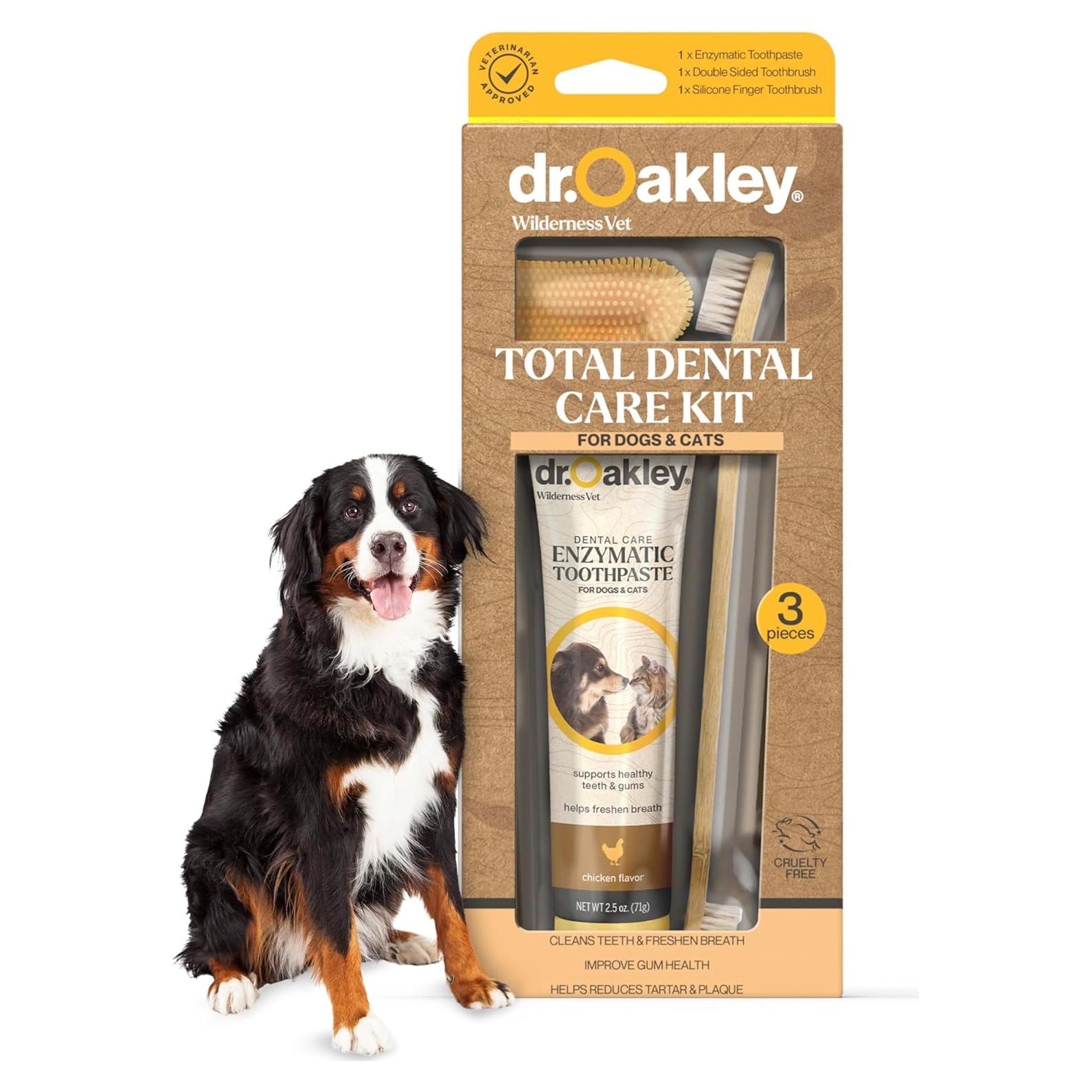 Kit de Cuidado Dental para Perros y Gatos Greenberry - Pasta Enzimática Sabor Pollo
