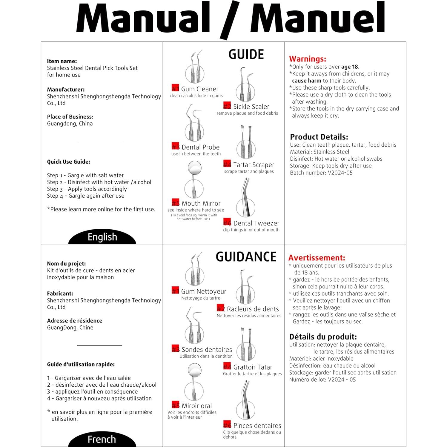 Kit de Herramientas Dentales G.CATACC 6 Piezas con Estuche