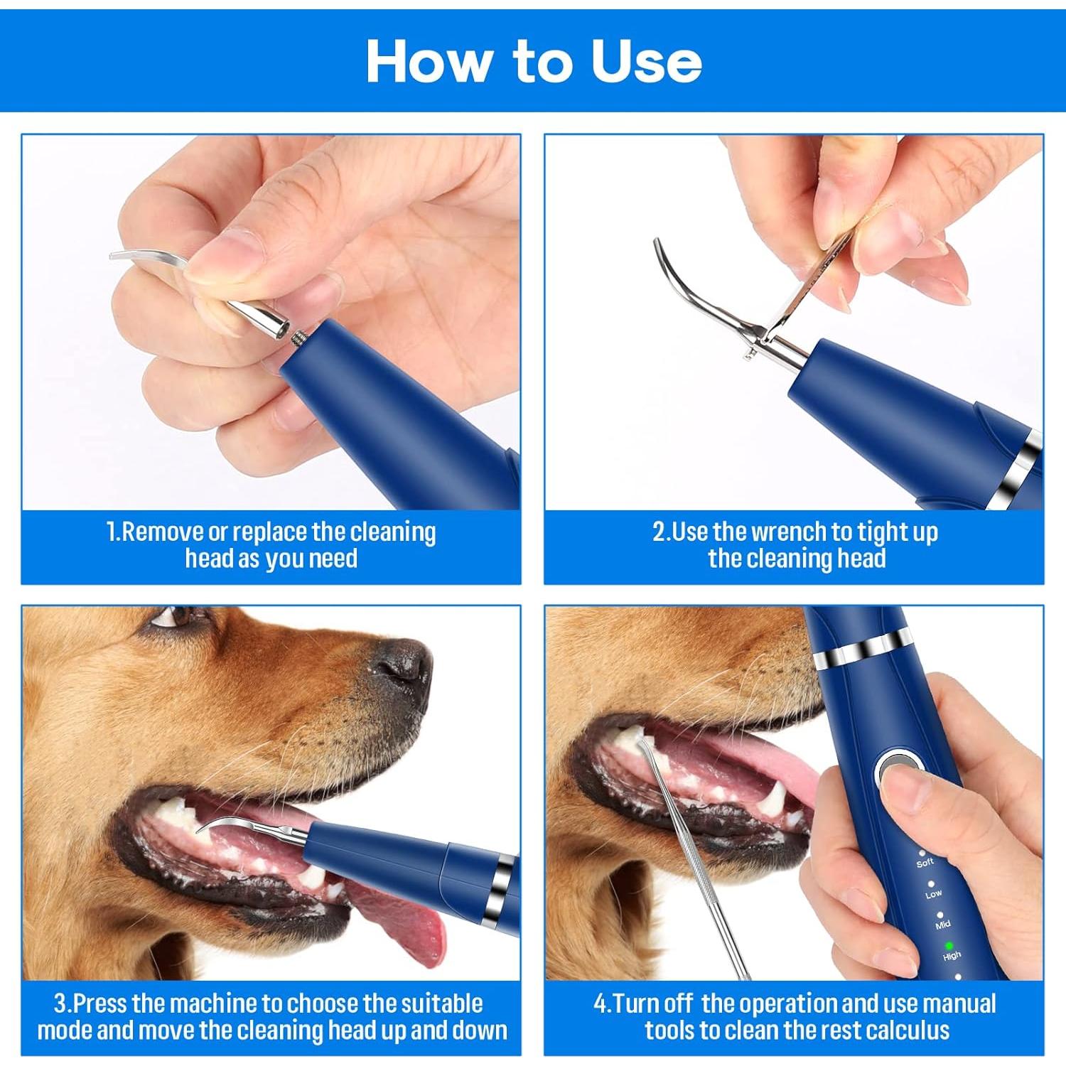 Kit de Limpieza Dental Ultrasónica PWEZON 10 en 1 para Perros