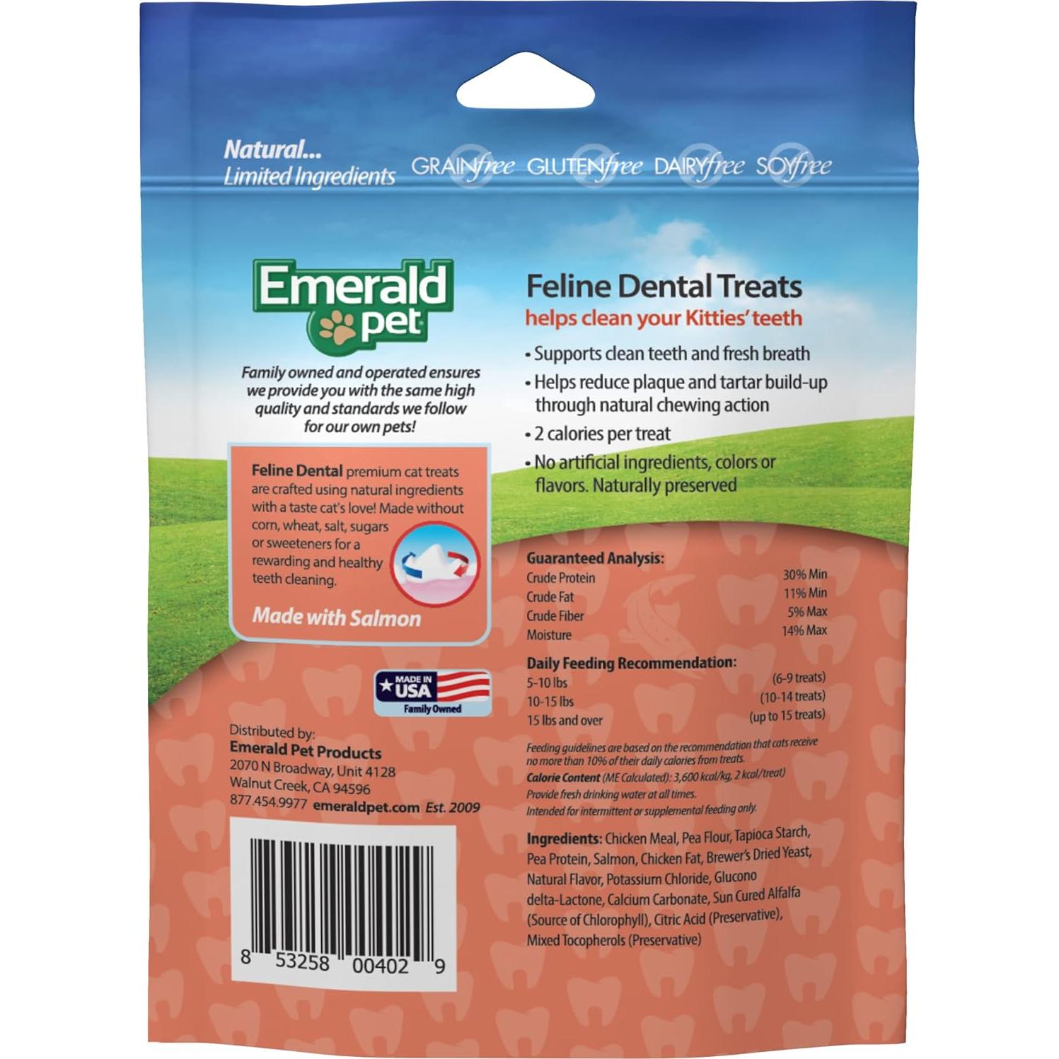 Galletas Dentales Felinas Emerald Pet 85g - Sin Granos y Naturales