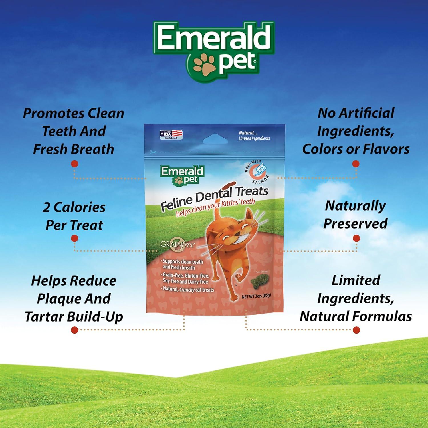 Galletas Dentales Felinas Emerald Pet 85g - Sin Granos y Naturales