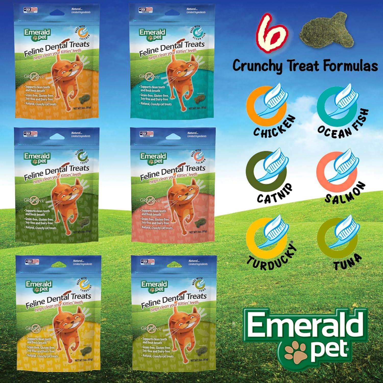 Galletas Dentales Felinas Emerald Pet 85g - Sin Granos y Naturales