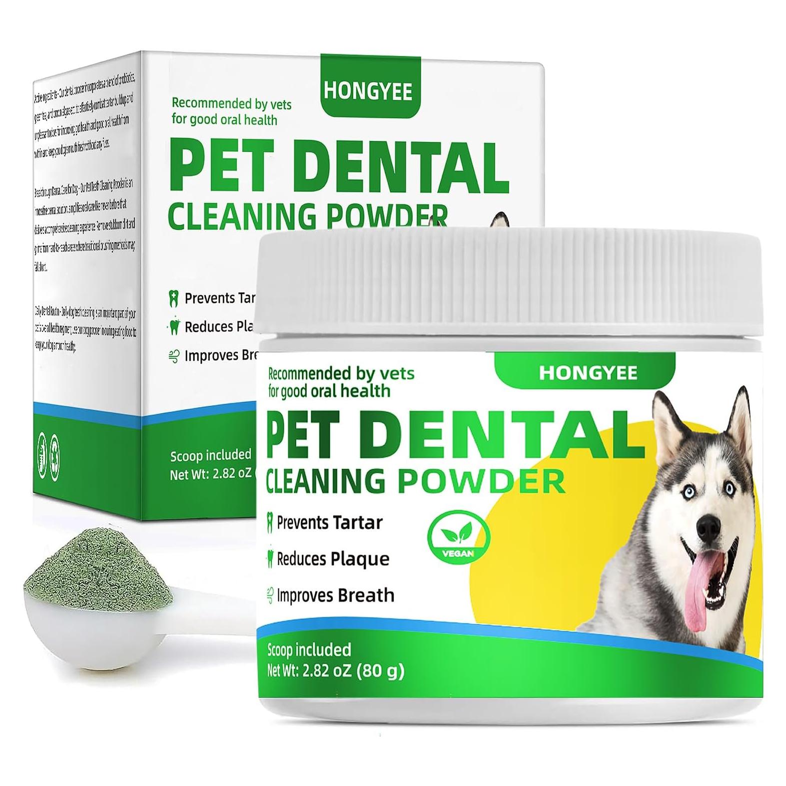 Polvo Dental HONGYEE para Perros y Gatos - 80g, Limpieza Oral