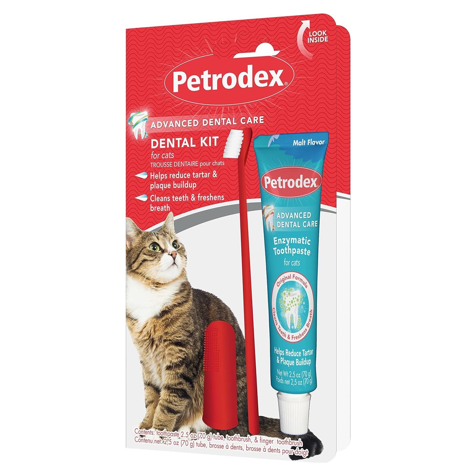 Kit de Cuidado Dental Petrodex para Gatos - Cepillo y Pasta 70g