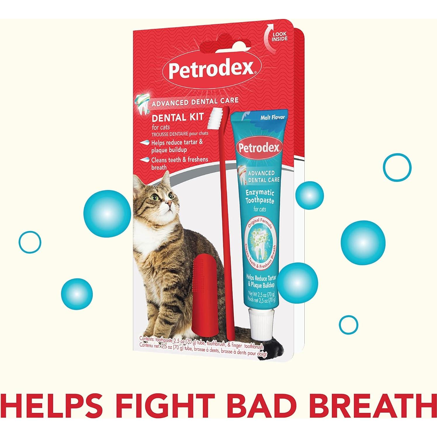 Kit de Cuidado Dental Petrodex para Gatos - Cepillo y Pasta 70g