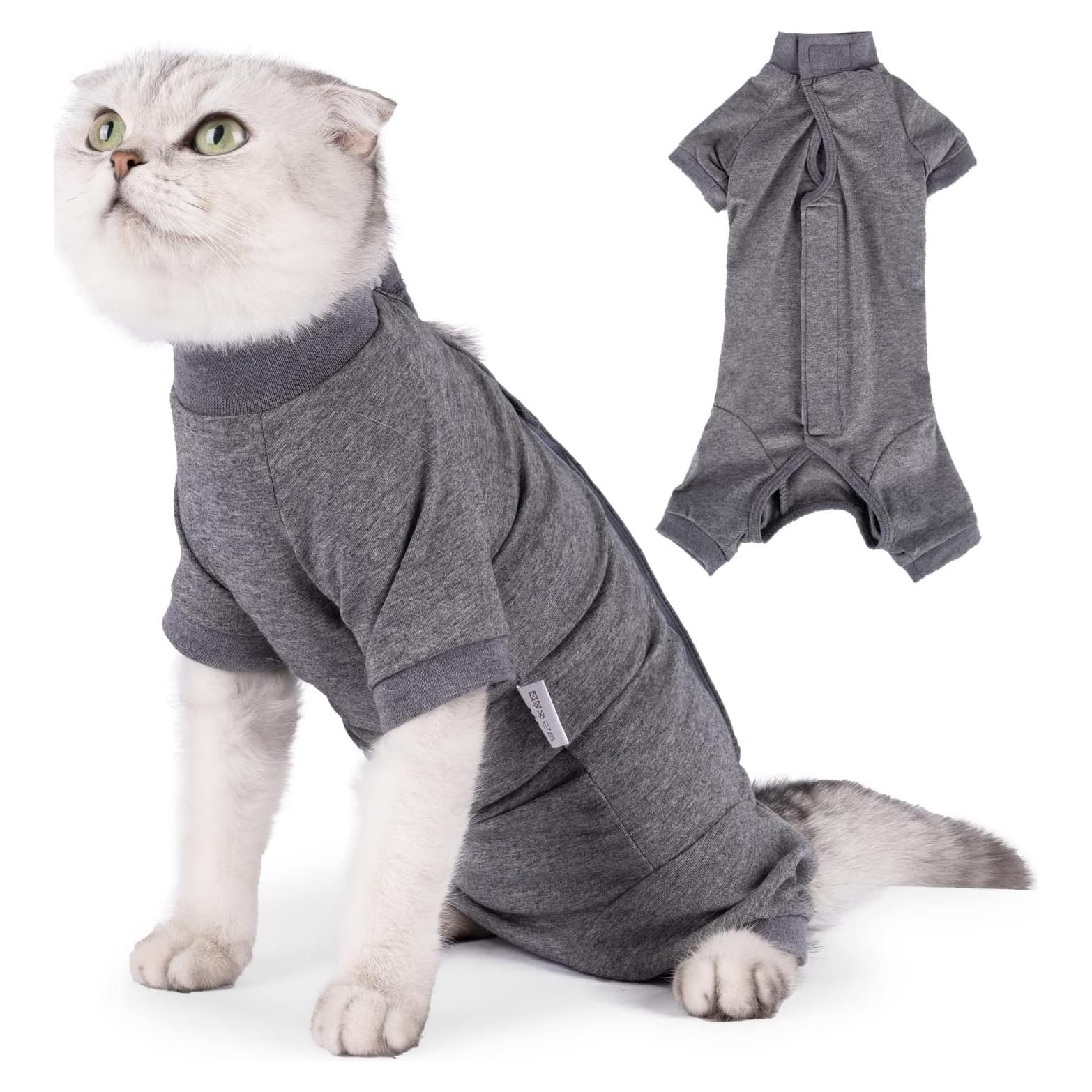 Traje de Recuperación Quirúrgica para Gatos LIANZIMAU M Gris