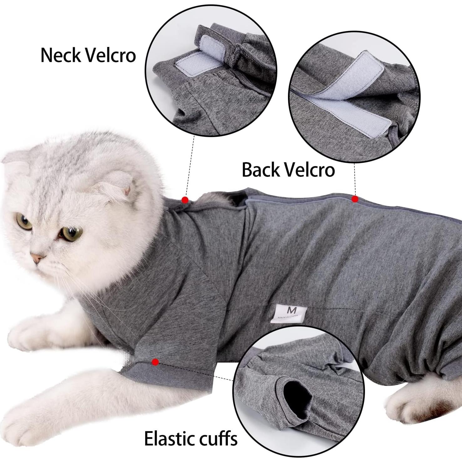 Traje de Recuperación Quirúrgica para Gatos LIANZIMAU M Gris
