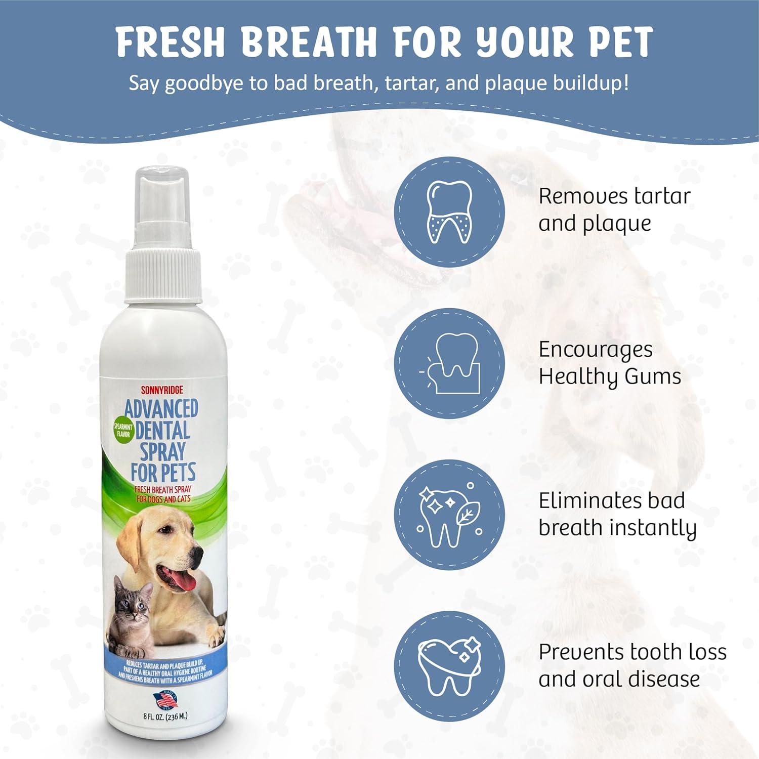 Spray Dental Sonnyridge para Perros y Gatos 226.8 ml - Elimina Sarro y Refresca Aliento