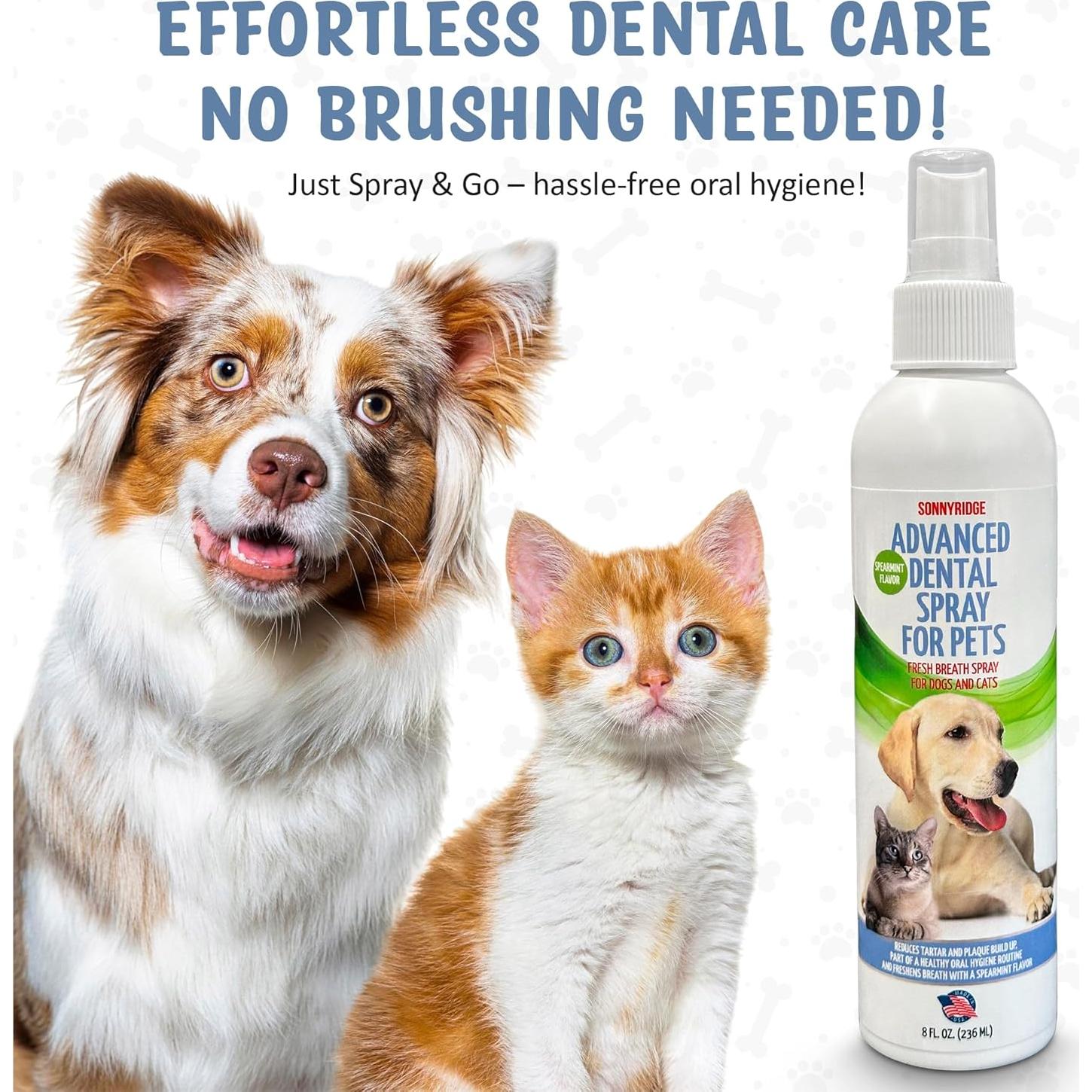 Spray Dental Sonnyridge para Perros y Gatos 226.8 ml - Elimina Sarro y Refresca Aliento