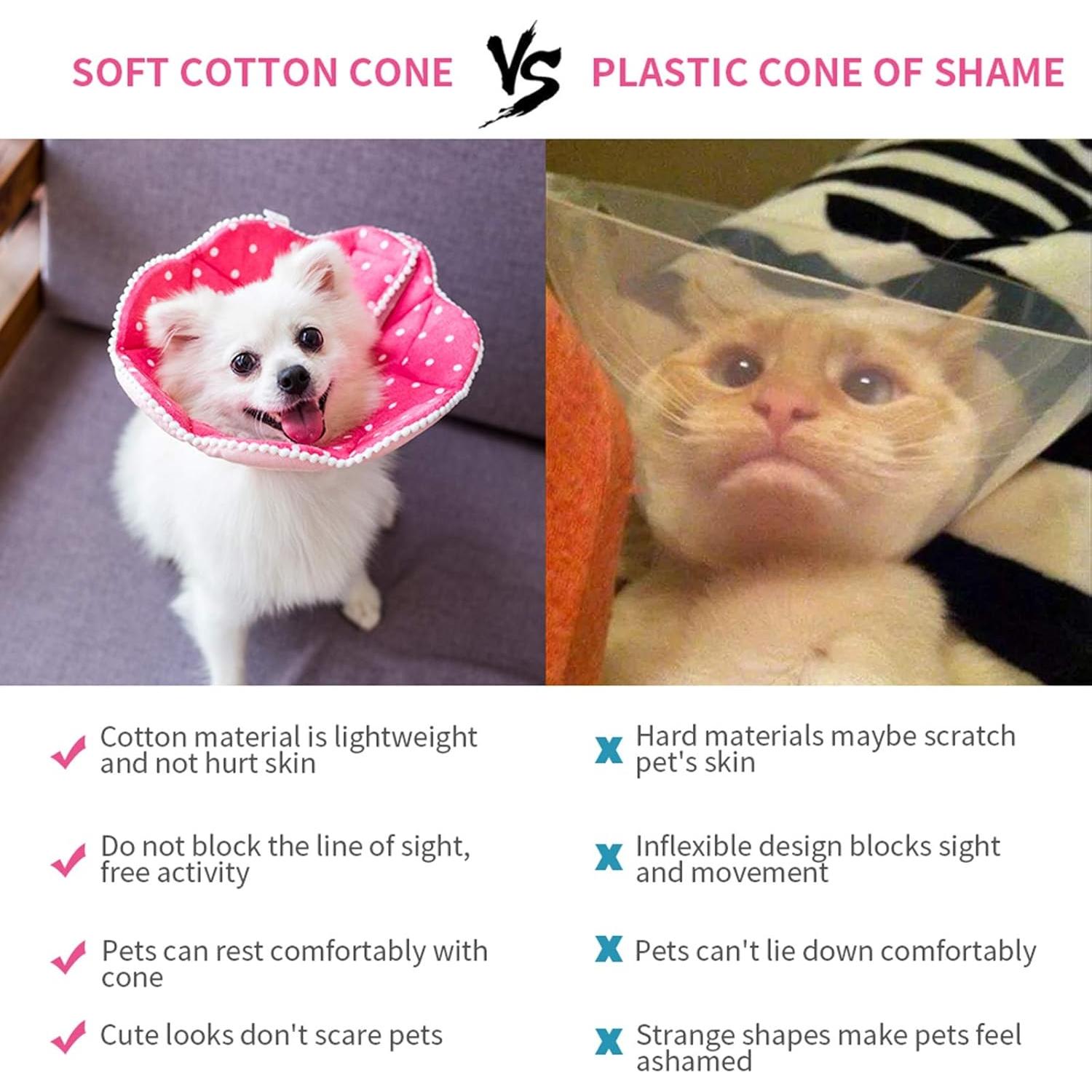 Collar de Recuperación Ajustable WZ PET para Gatos y Perros Pequeños Rosa