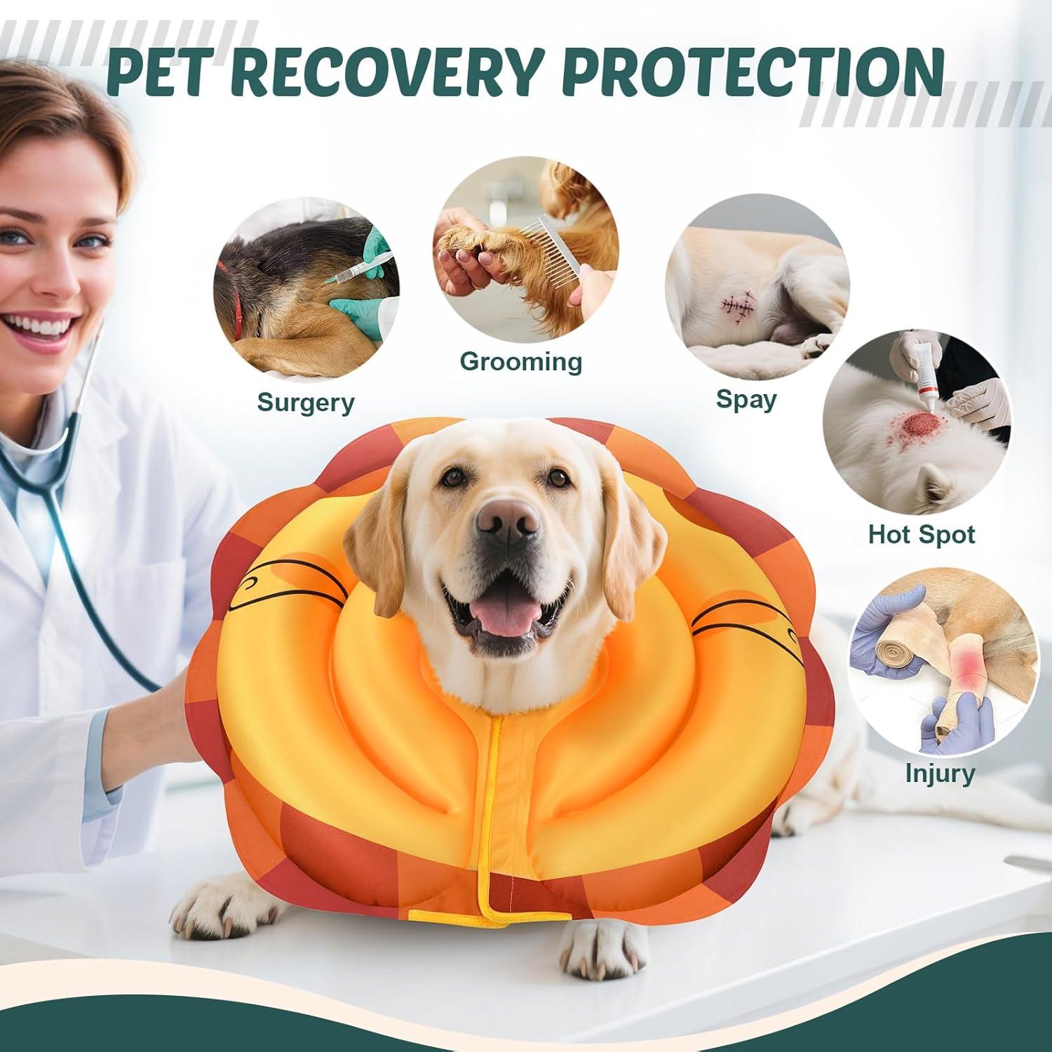 Collar de Recuperación Inflable TOBYTO para Perros L Naranja