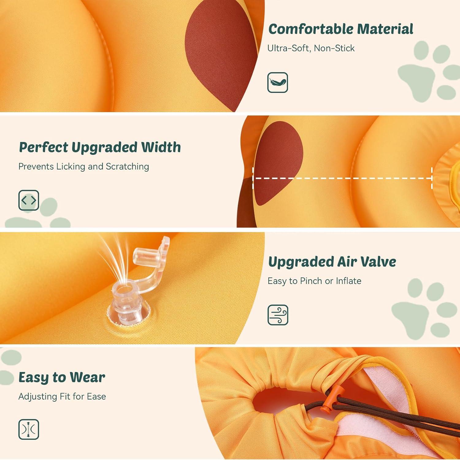 Collar de Recuperación Inflable TOBYTO para Perros L Naranja