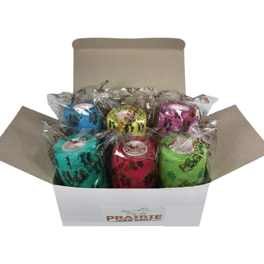 Cinta Vet Wrap Prairie Horse Supply 3" Autoadhesiva 12 Rollos Huellas