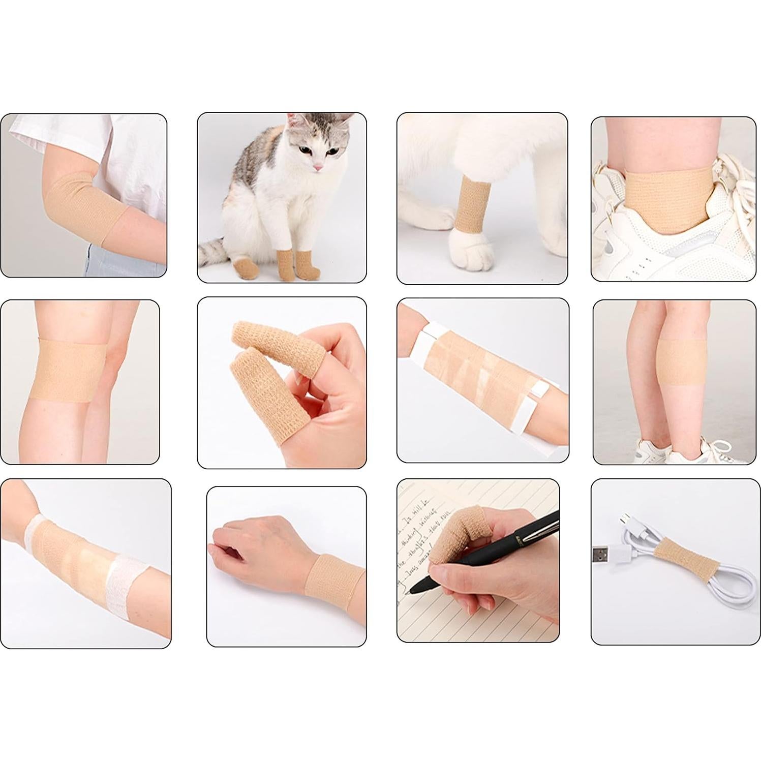 Paquete de 24 vendajes autoadhesivos WeTop 5.08 cm marrón