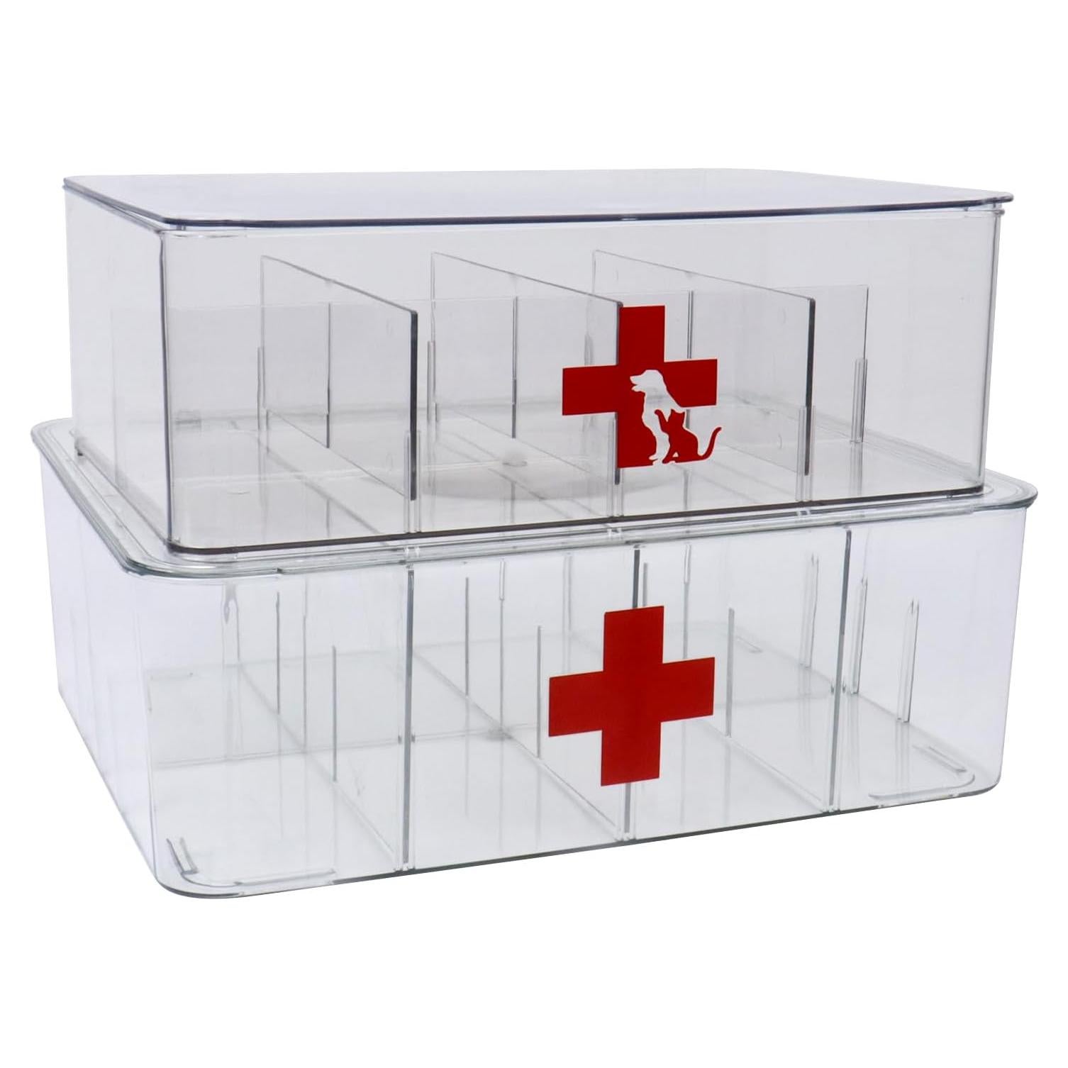 Caja de Primeros Auxilios Acrílica Xbopetda 2 Piezas 8 Compartimentos