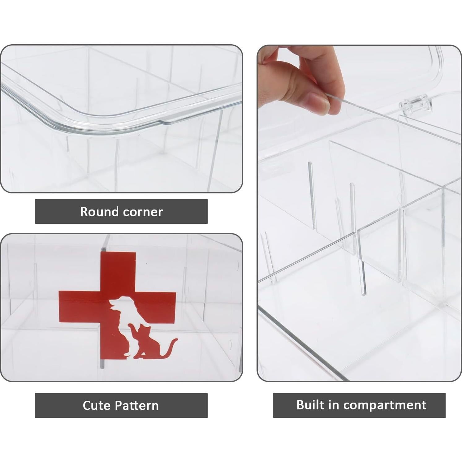 Caja de Primeros Auxilios Acrílica Xbopetda 2 Piezas 8 Compartimentos