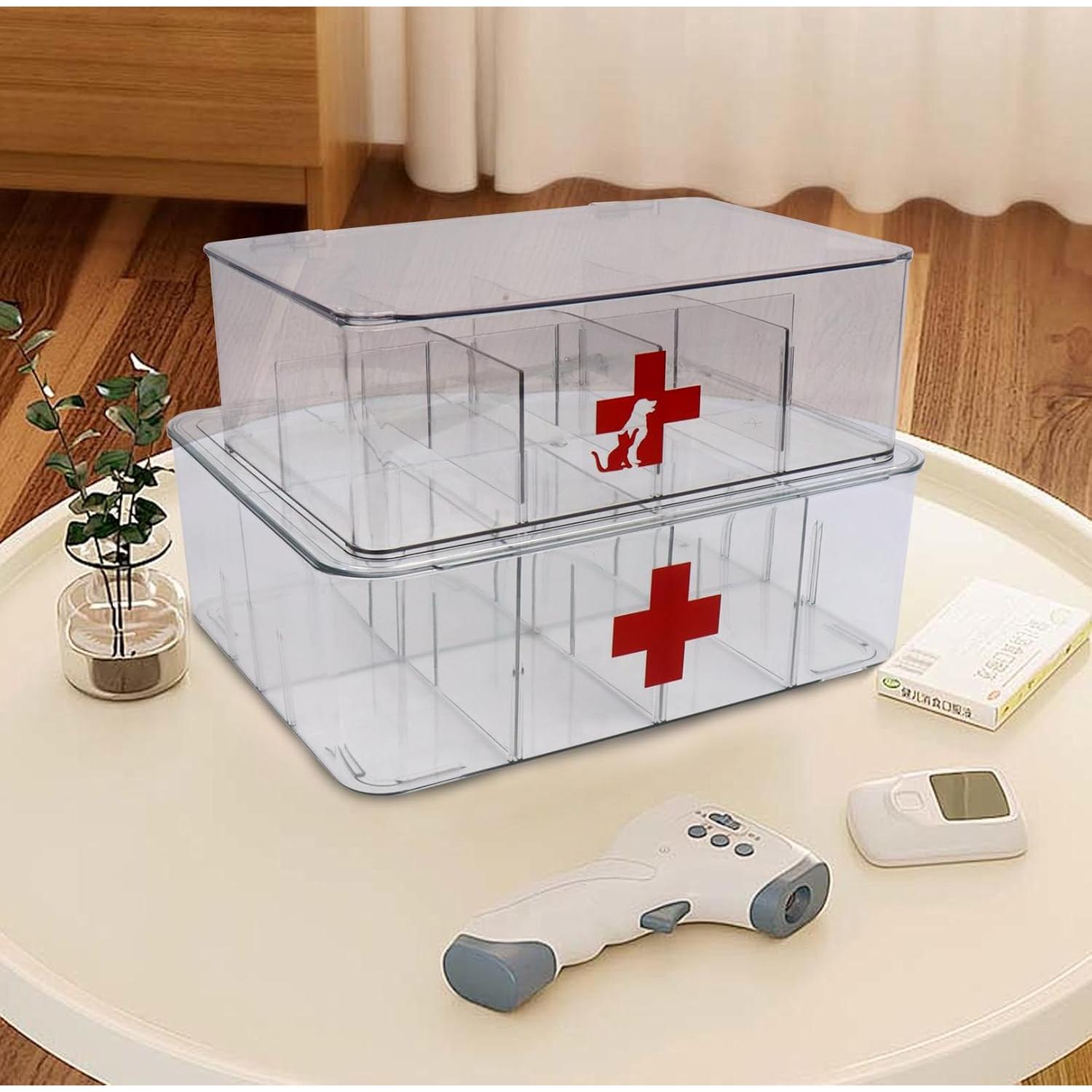 Caja de Primeros Auxilios Acrílica Xbopetda 2 Piezas 8 Compartimentos
