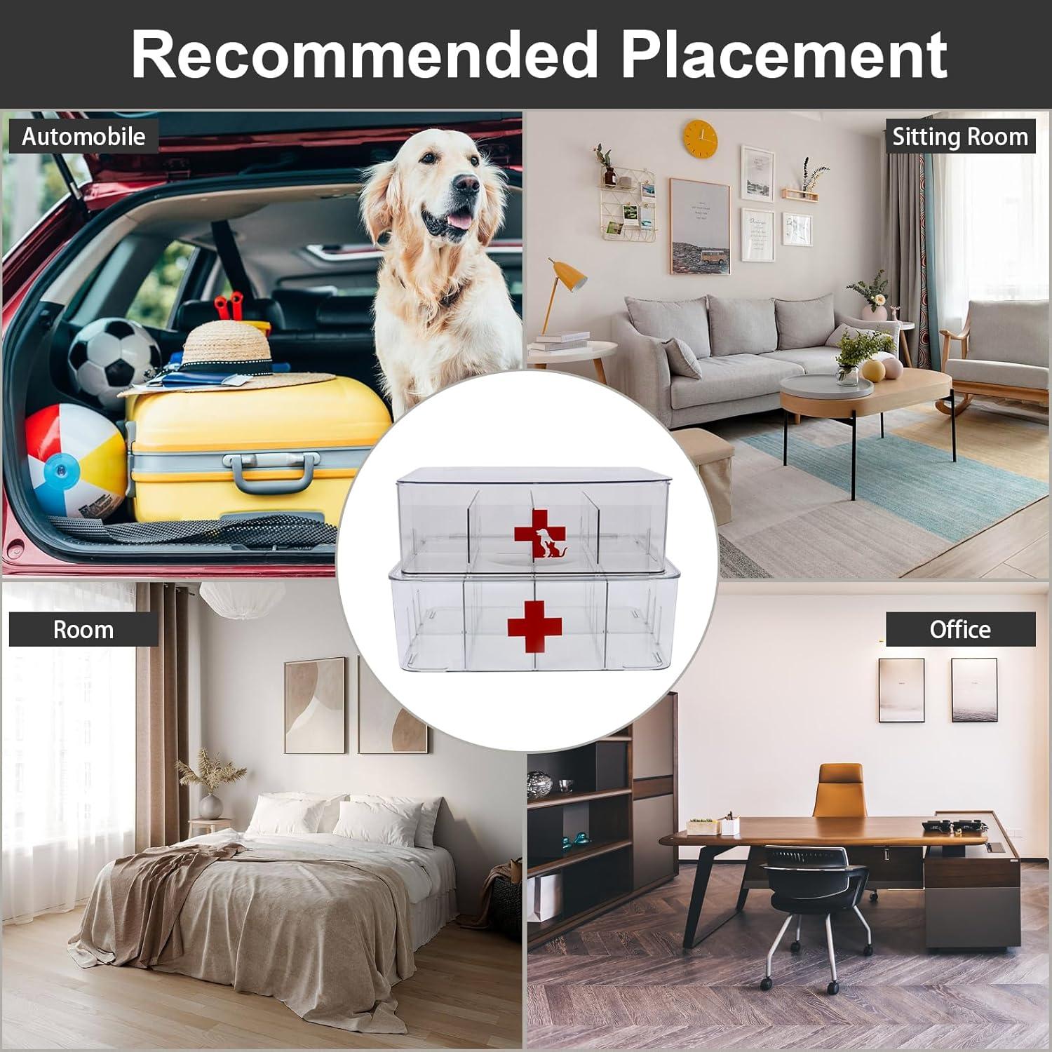 Caja de Primeros Auxilios Acrílica Xbopetda 2 Piezas 8 Compartimentos