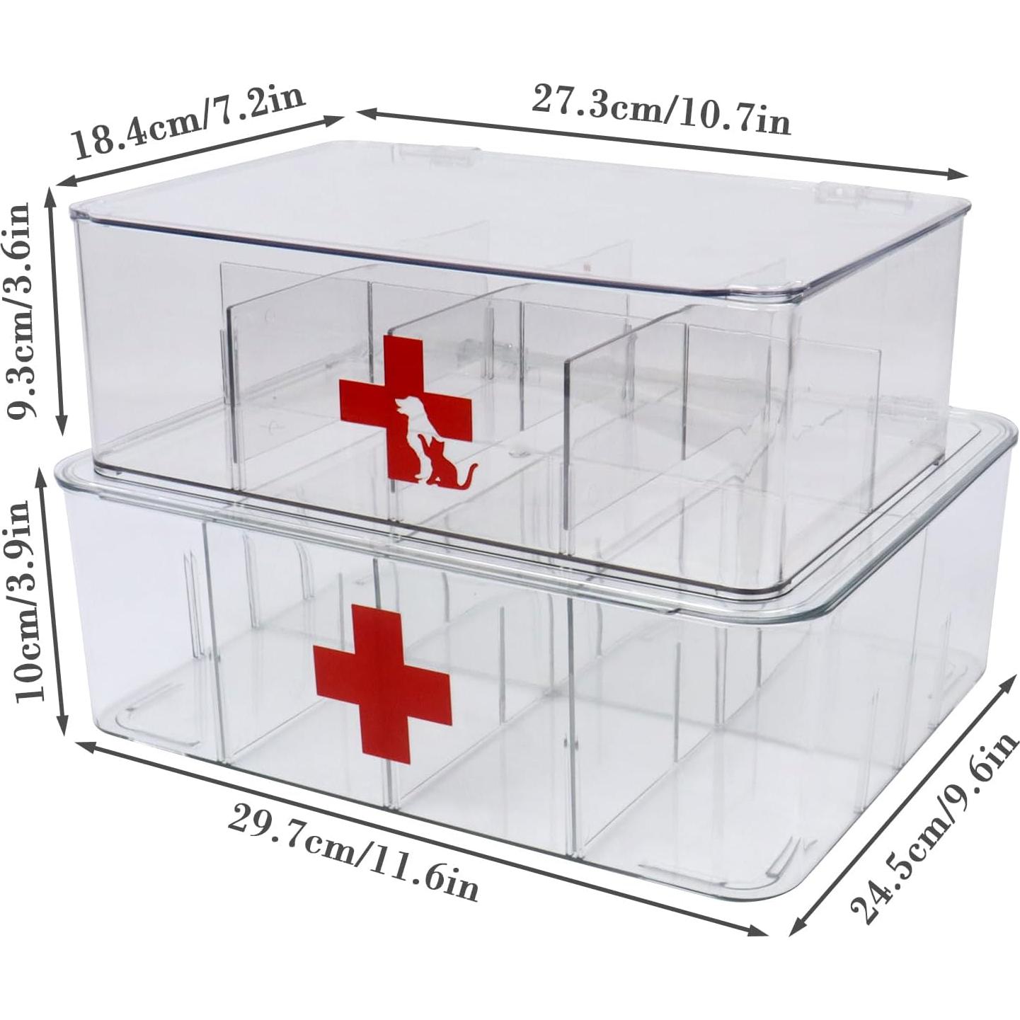 Caja de Primeros Auxilios Acrílica Xbopetda 2 Piezas 8 Compartimentos