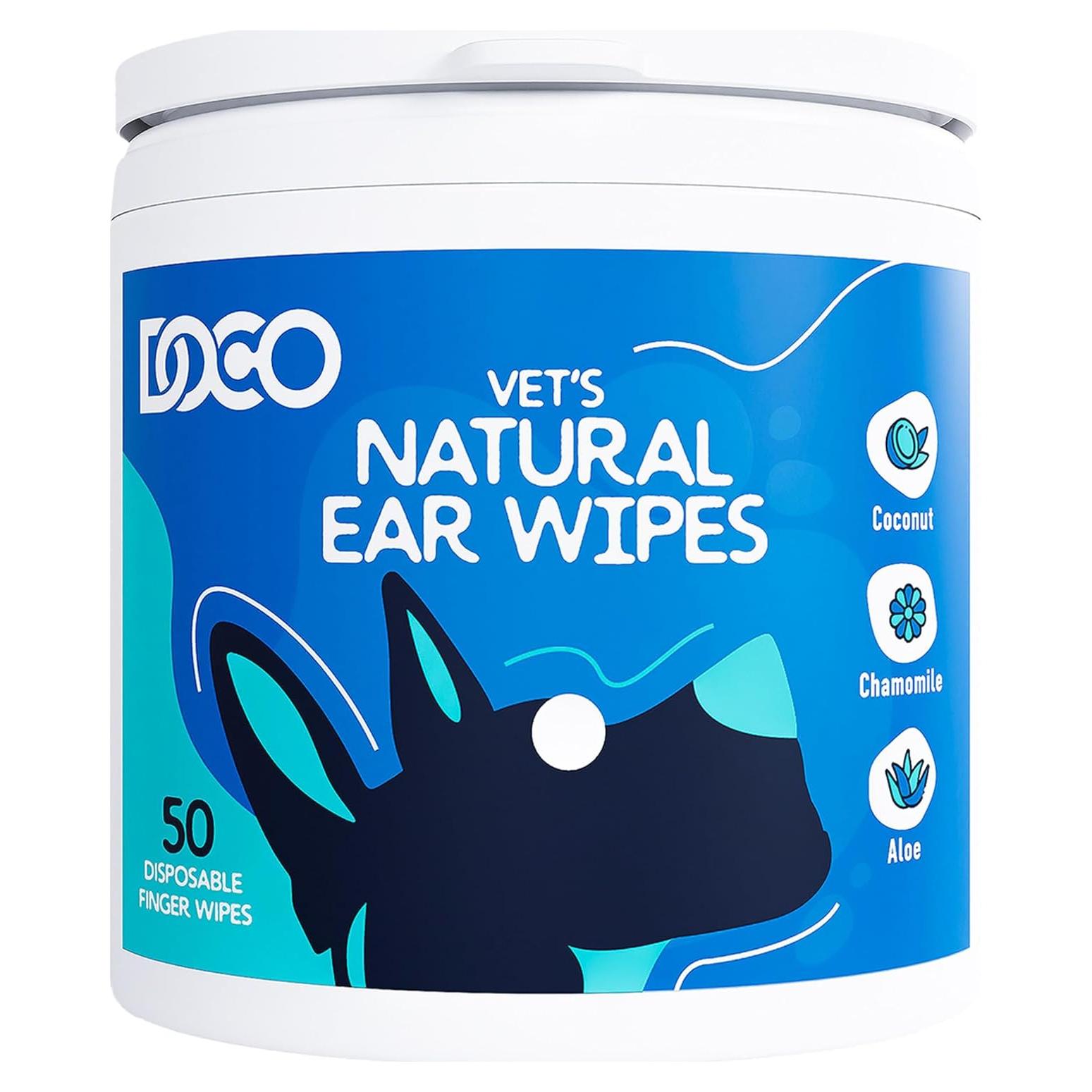 Toallitas Limpiadoras de Oídos DOCO para Perros y Gatos - 50 Unidades