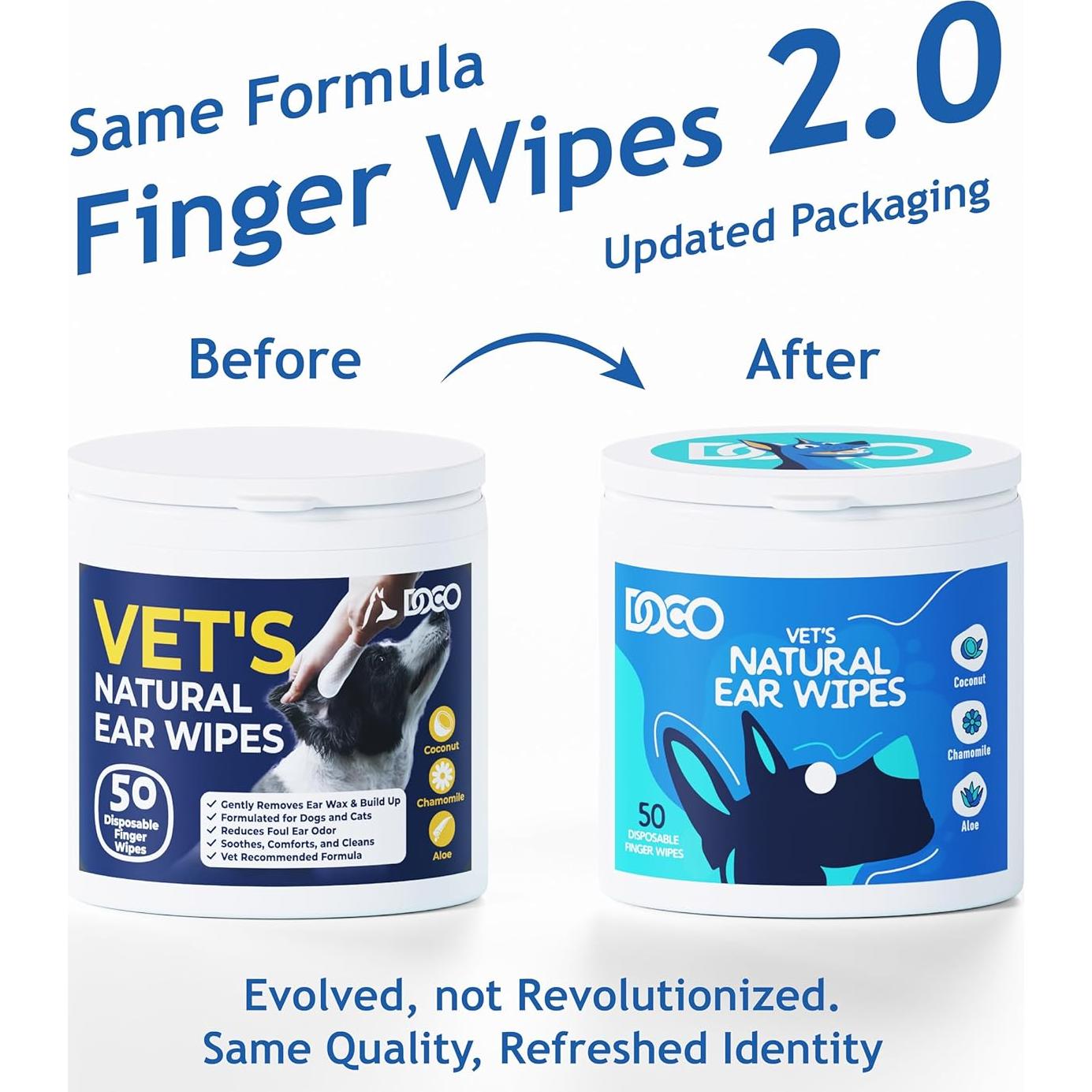 Toallitas Limpiadoras de Oídos DOCO para Perros y Gatos - 50 Unidades